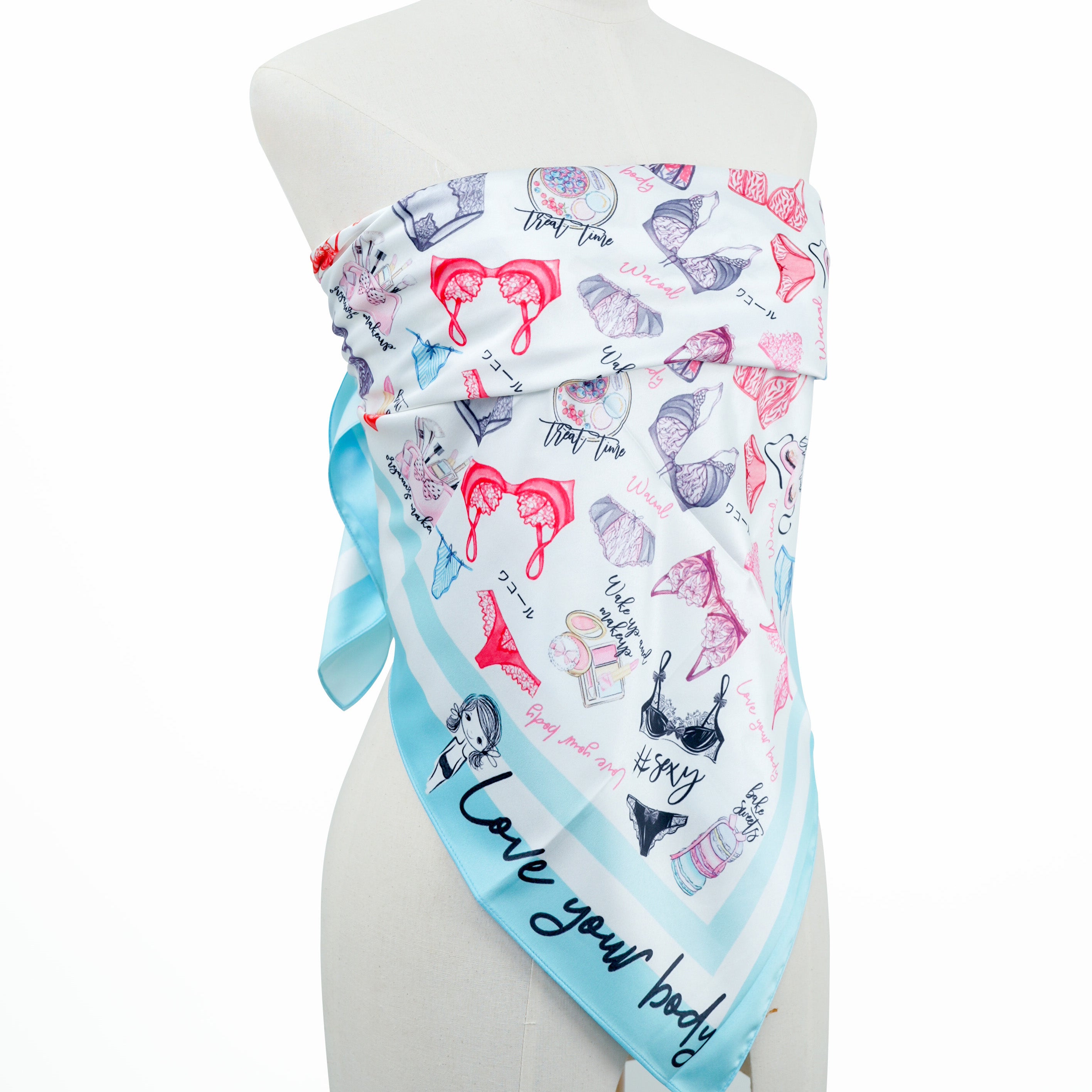 Wacoal x Meraki Twilly and Scarf Set เซตผ้าคลุมไหล่และทวิลลี่ รุ่น WW1207 สีฟ้า (PE)