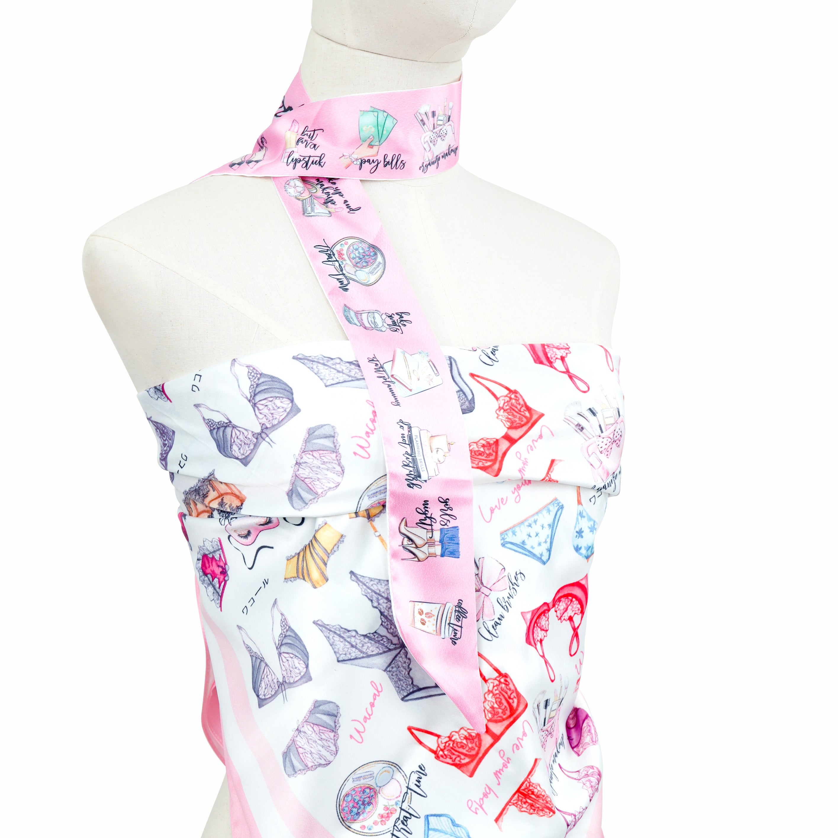 Wacoal x Meraki Twilly and Scarf Set เซตผ้าคลุมไหล่และทวิลลี่ รุ่น WW1207 สีชมพู (PI)