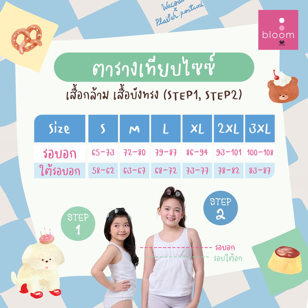 Wacoal Bloom Step 1 ชุดชั้นในสำหรับเด็ก เสื้อทับตัวยาวลาย Plaifah.postcard รุ่น WH6C05 สีขาว (WH)