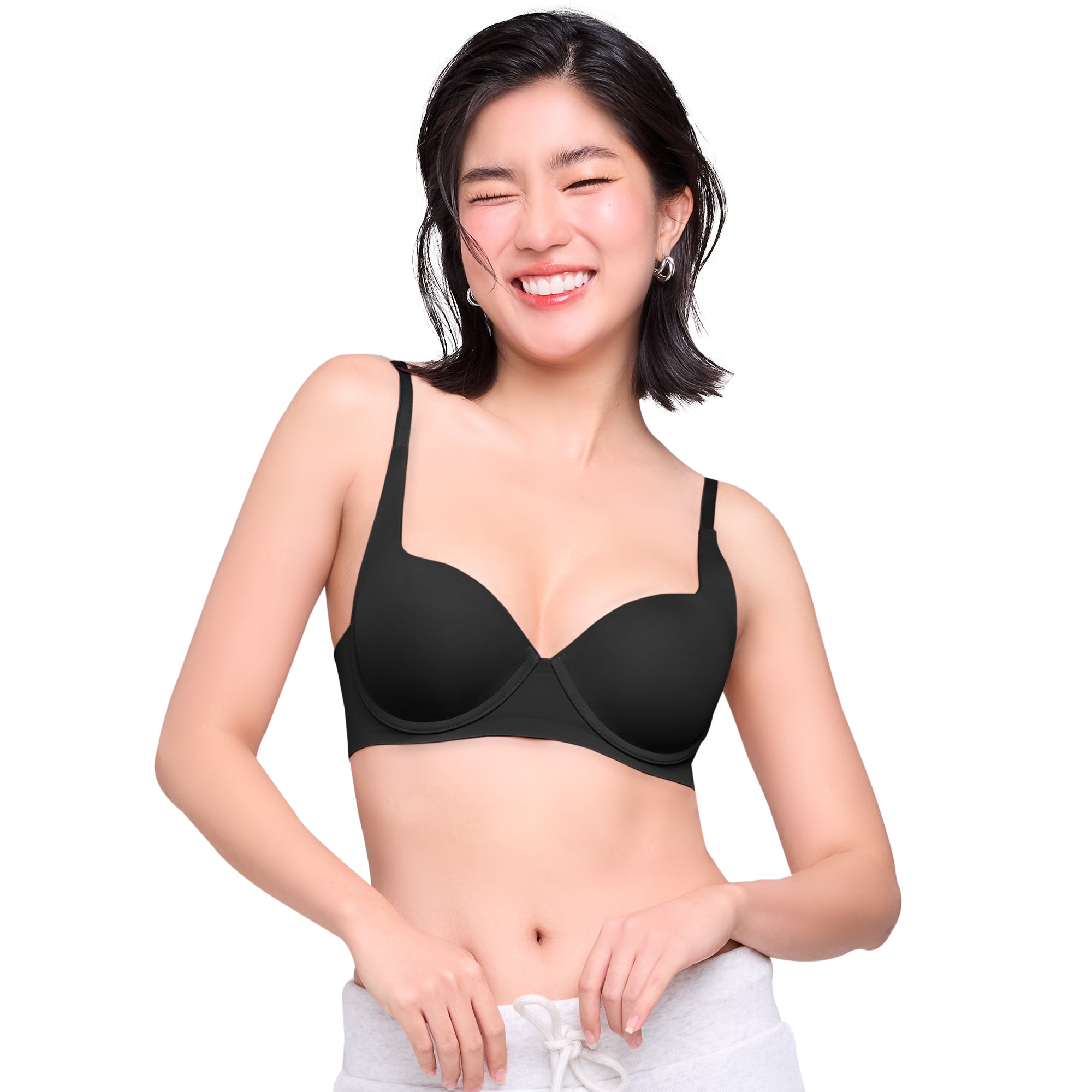 Wacoal ชุดชั้นเนียน บรามีโครง เนียนเรียบ ฟองน้ำบาง รุ่น MM1H43 สีดำ (BL)