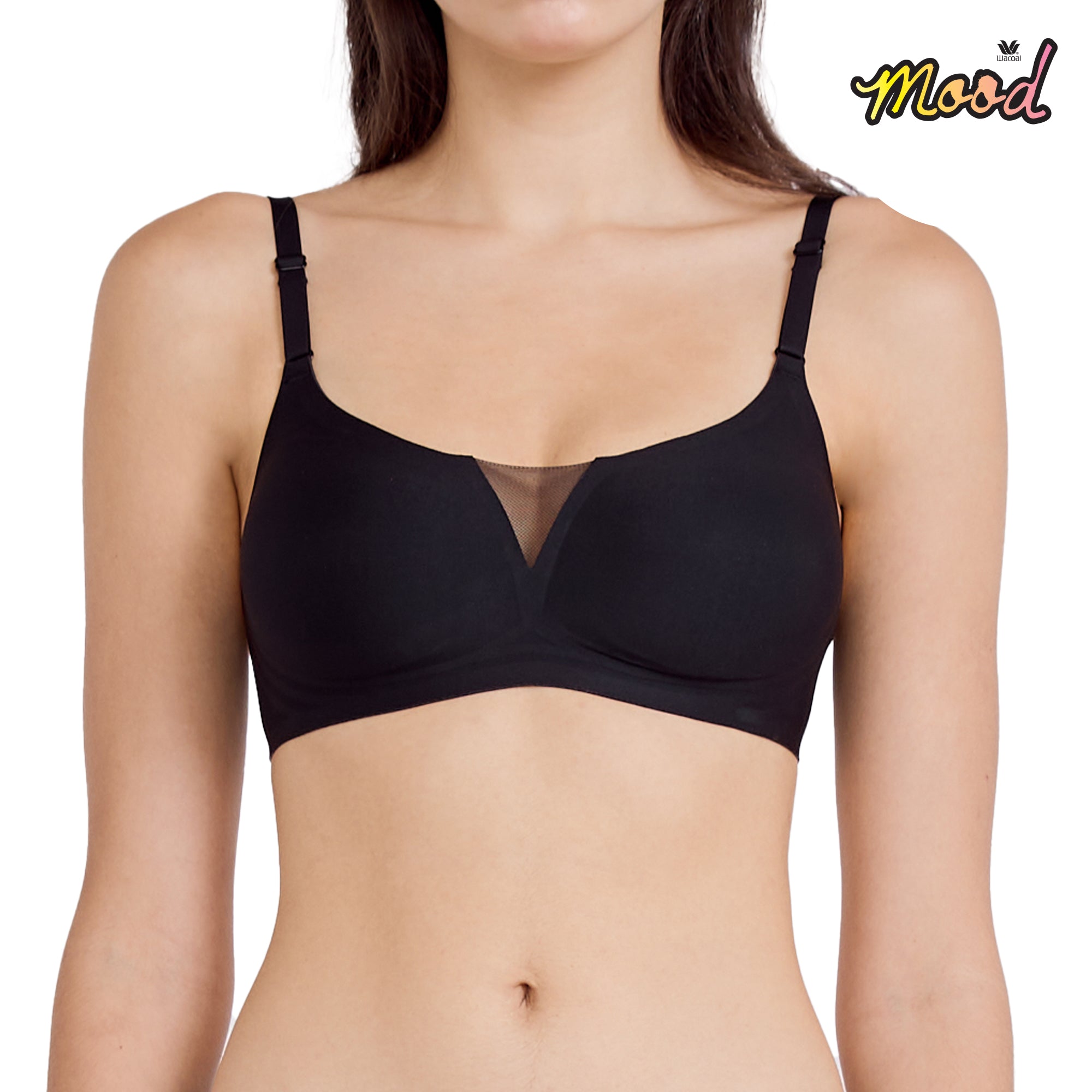 Wacoal ชุดชั้นเนียน บราไร้โครง Smart Size ฟองน้ำบาง รุ่น MM1Y01 สีดำ (BL)