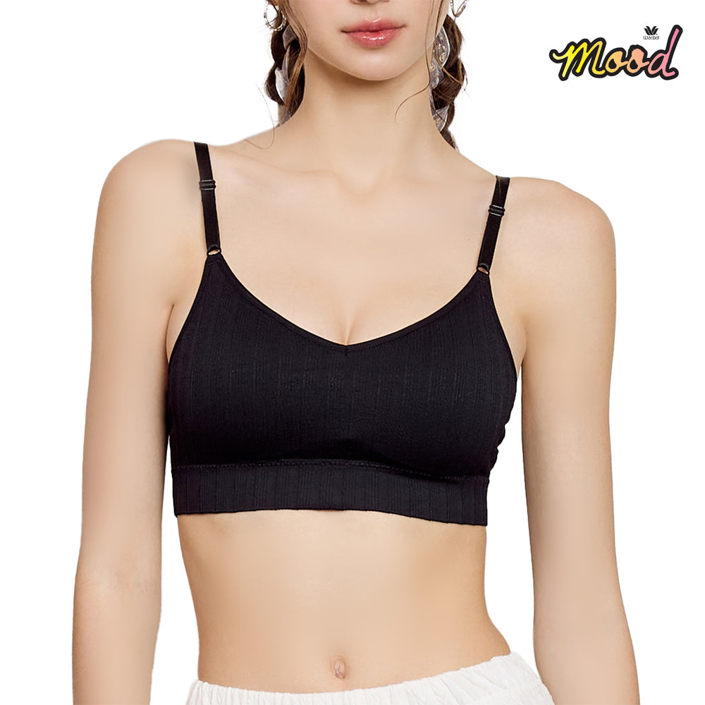 Wacoal Mood Comfy Bra ชุดชั้นในวัยรุ่น บราไร้โครง รุ่น MM1Y14 สีดำ (BL)