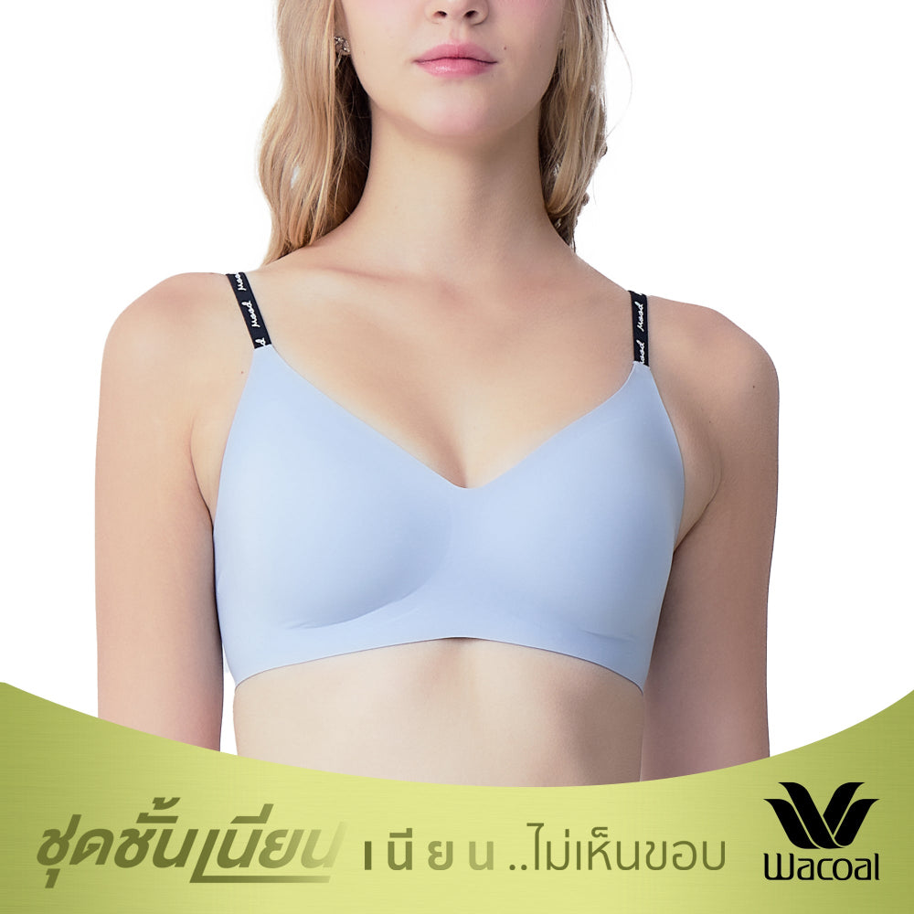 Wacoal Mood ชุดชั้นเนียน บราไร้โครง Smart Size เสริมฟองน้ำ รุ่น MM1Y24 สีเทาอ่อน (LI)