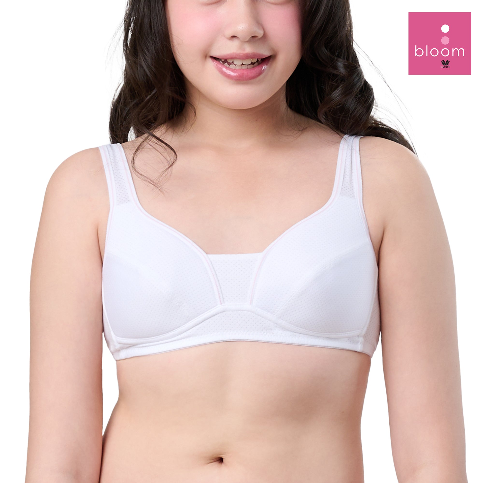 Wacoal Bloom Step 3 ชุดชั้นในสำหรับเด็ก เสื้อในเด็กไม่มีโครง ดีไซน์สปอร์ต รุ่น WB1Y01 สีขาว (WH)