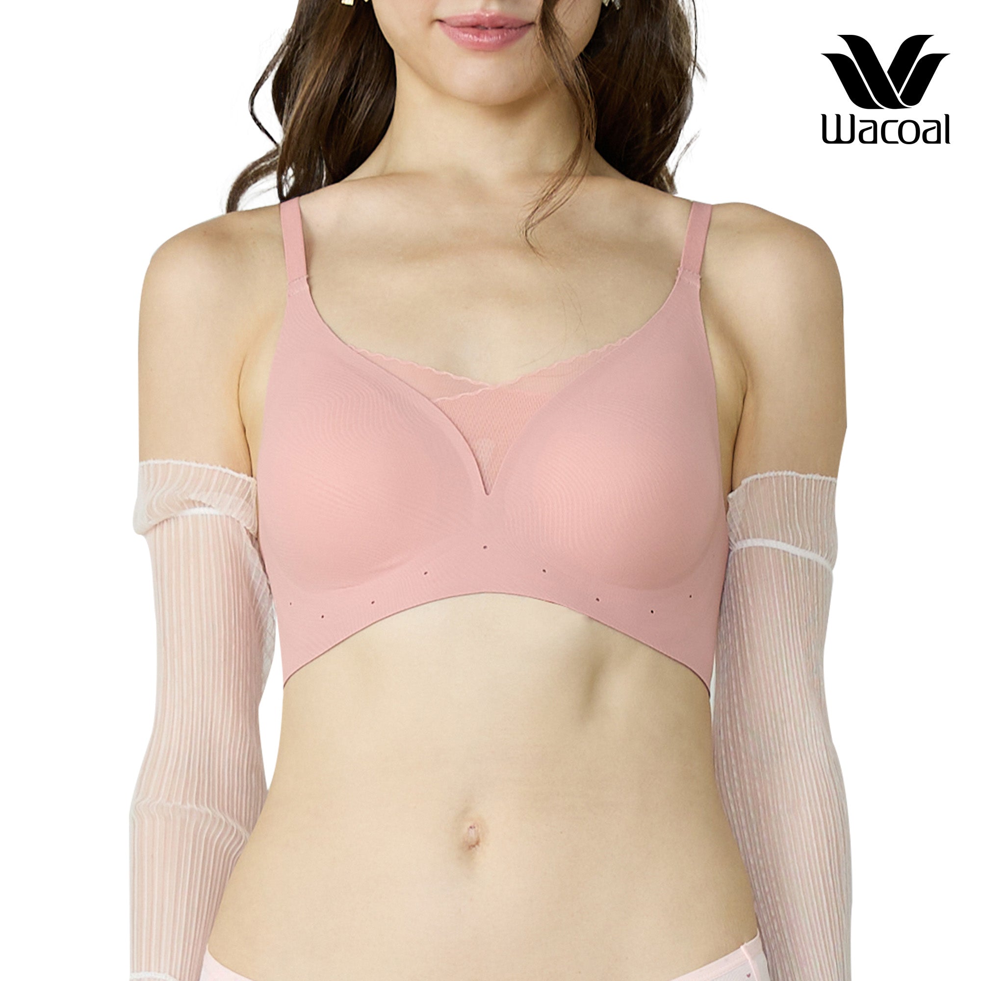 Wacoal ชุดชั้นเนียน บราไร้โครง Smart Size เสริมฟองน้ำ รุ่น WB3Y32 สีน้ำตาล (BR)