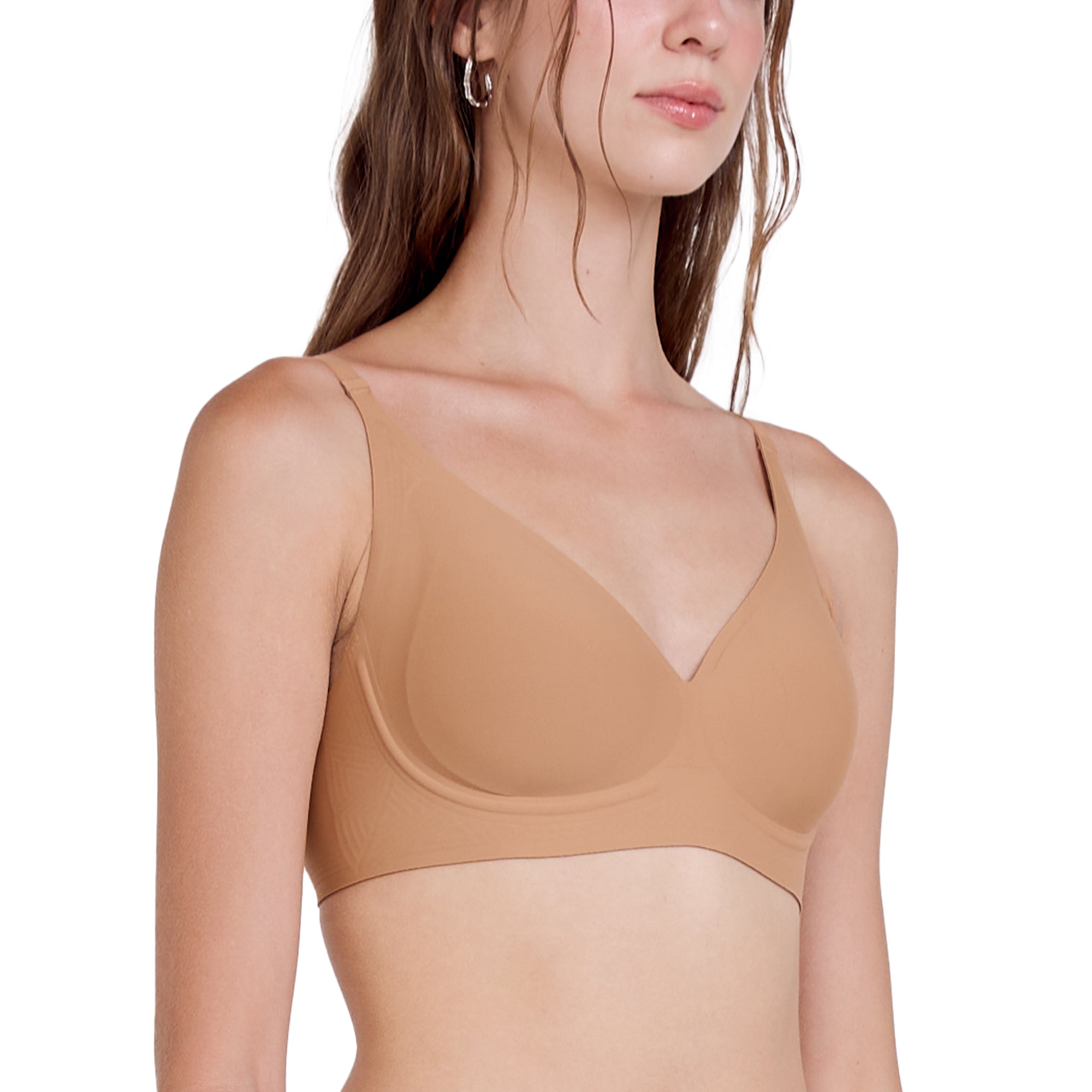 Wacoal ชุดชั้นเนียน บราไร้โครง Smart Size เสริมฟองน้ำ รุ่น WB3Y35 สีน้ำตาล (BR)