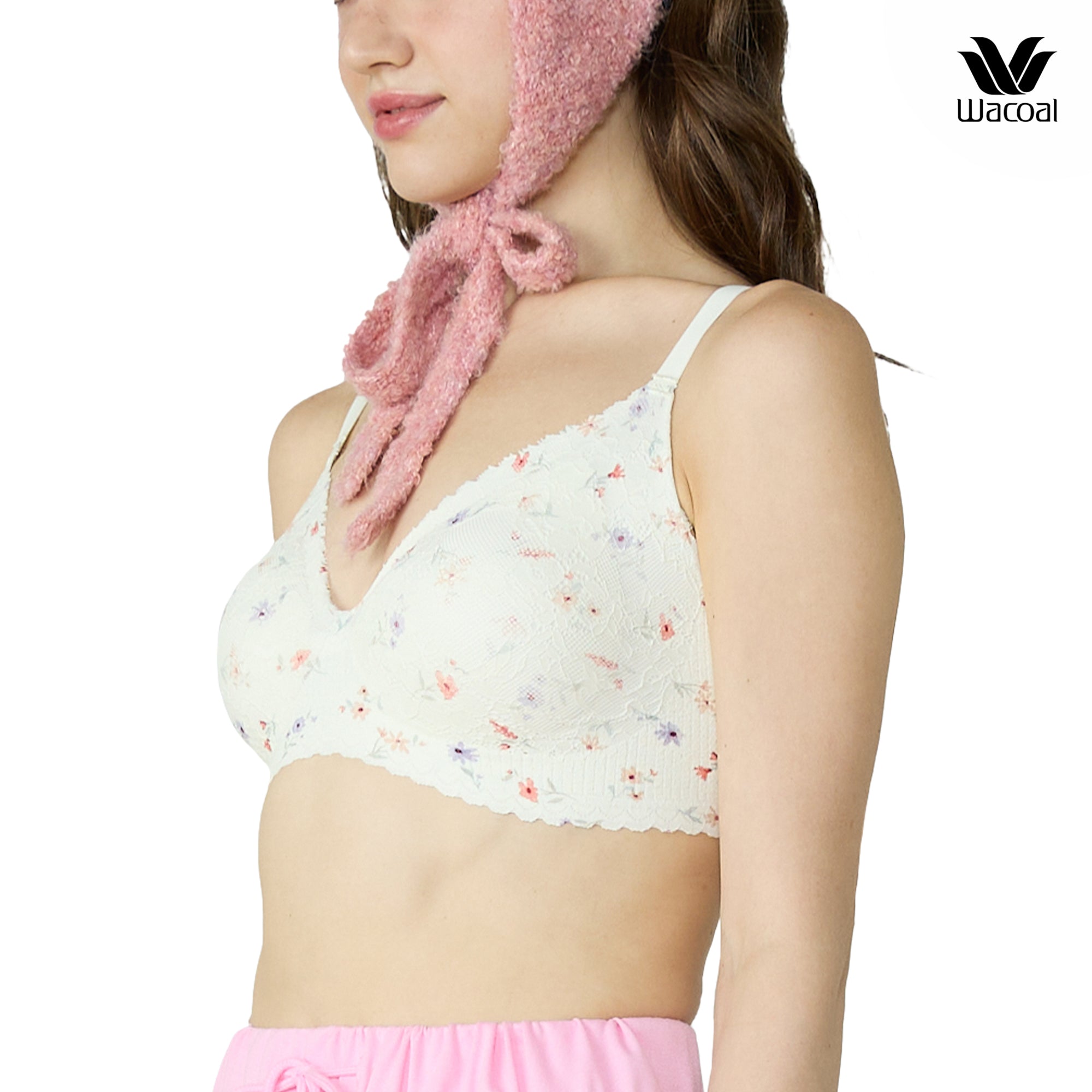 Wacoal Go Girls Smart Size Lacy Look บราไร้โครงวาโก้ แพ็ค 2 ชิ้น รุ่น WB3Y36/WB3236 สีส้ม/ครีม (BO)