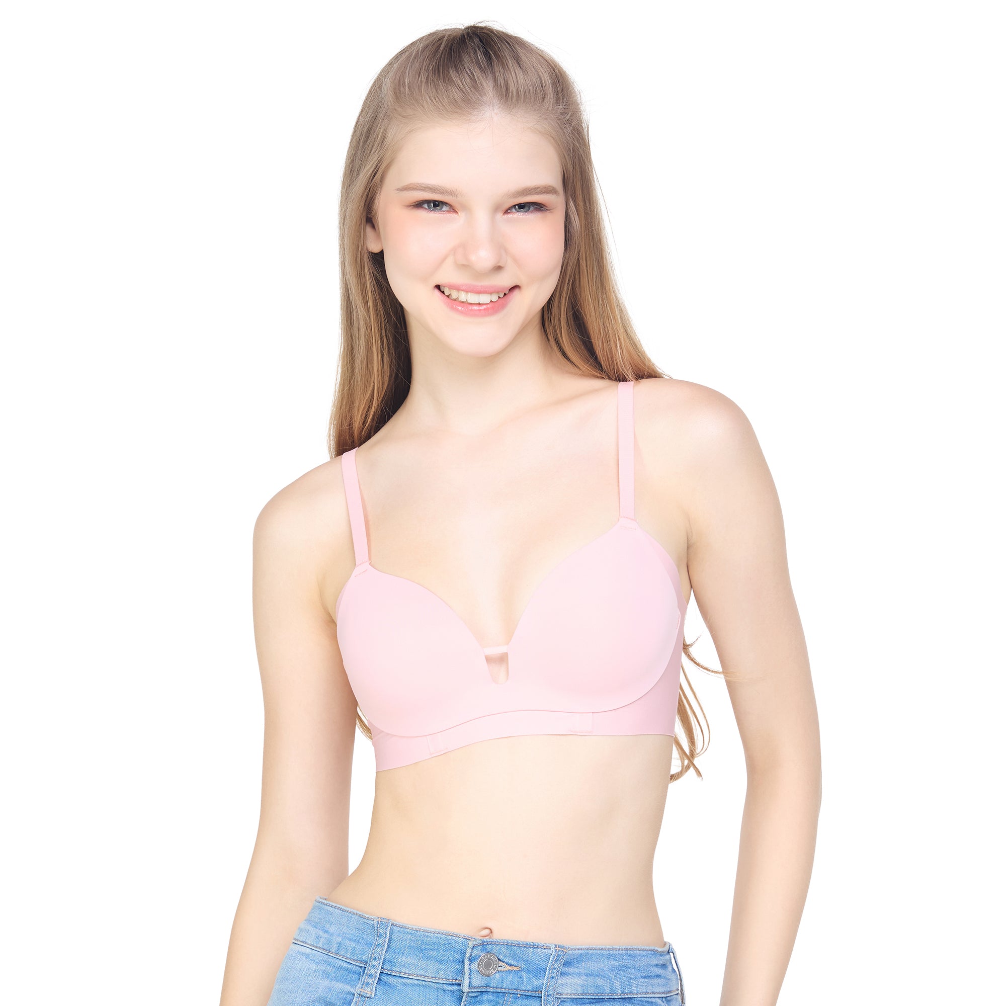 Wacoal Go Girls Smart Size Sexy Look บราไร้โครงวาโก้ รุ่น WB3Y37 สีชมพูอ่อน ลายกราฟฟิก (OR)