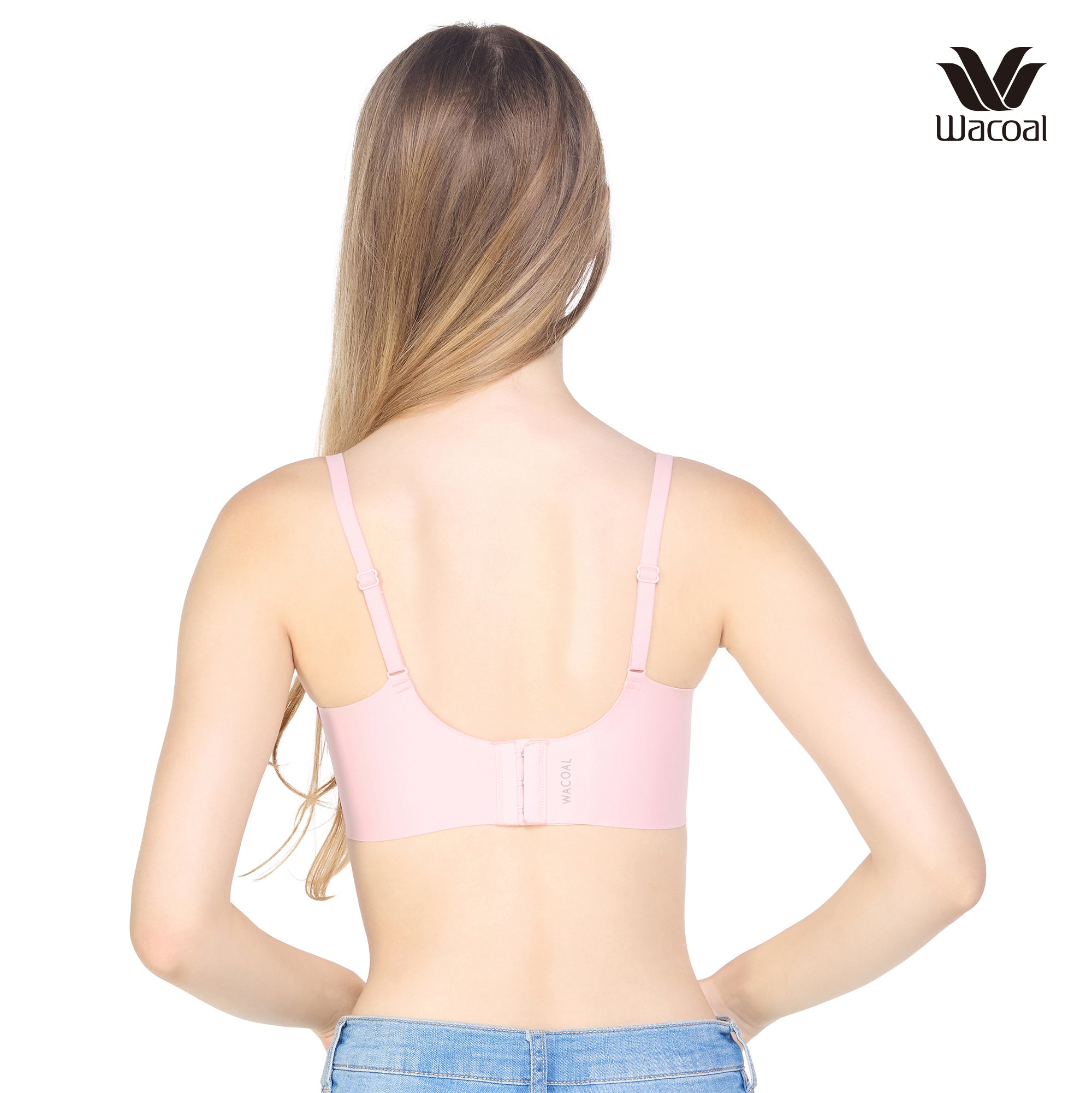 Wacoal Go Girls Smart Size Sexy Look บราไร้โครงวาโก้ รุ่น WB3Y37 สีชมพูอ่อน ลายกราฟฟิก (OR)