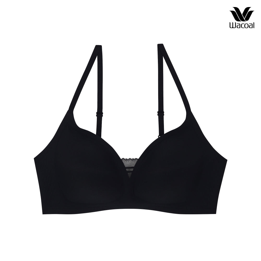 Wacoal บราไร้โครง Smart size ผ้าร่องแต่งลูกไม้ เซท 2 ชิ้น รุ่น WB3238 สีดำ (BL)