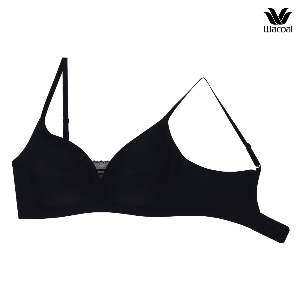 Wacoal ชุดชั้นเนียน บราไร้โครง Smart size ผ้าร่องแต่งลูกไม้ เซท 2 ชิ้น รุ่น WB3238 สีดำ (BL)