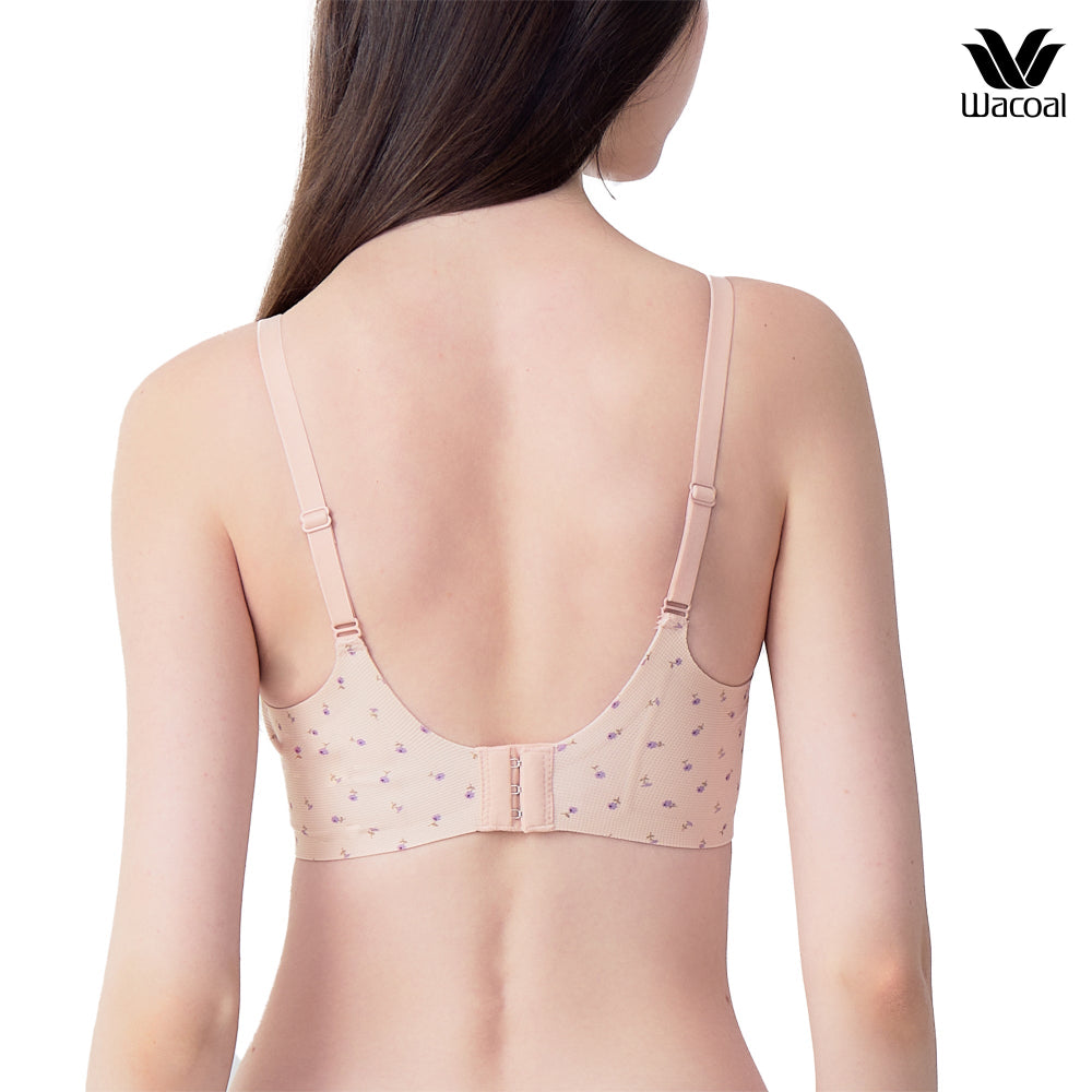 Wacoal Gogirls Smart Size บราไร้โครง ฟองน้ำบาง พิมพ์ลายดอกไม้ รุ่น WB3Y43 สีเบจ (BE)