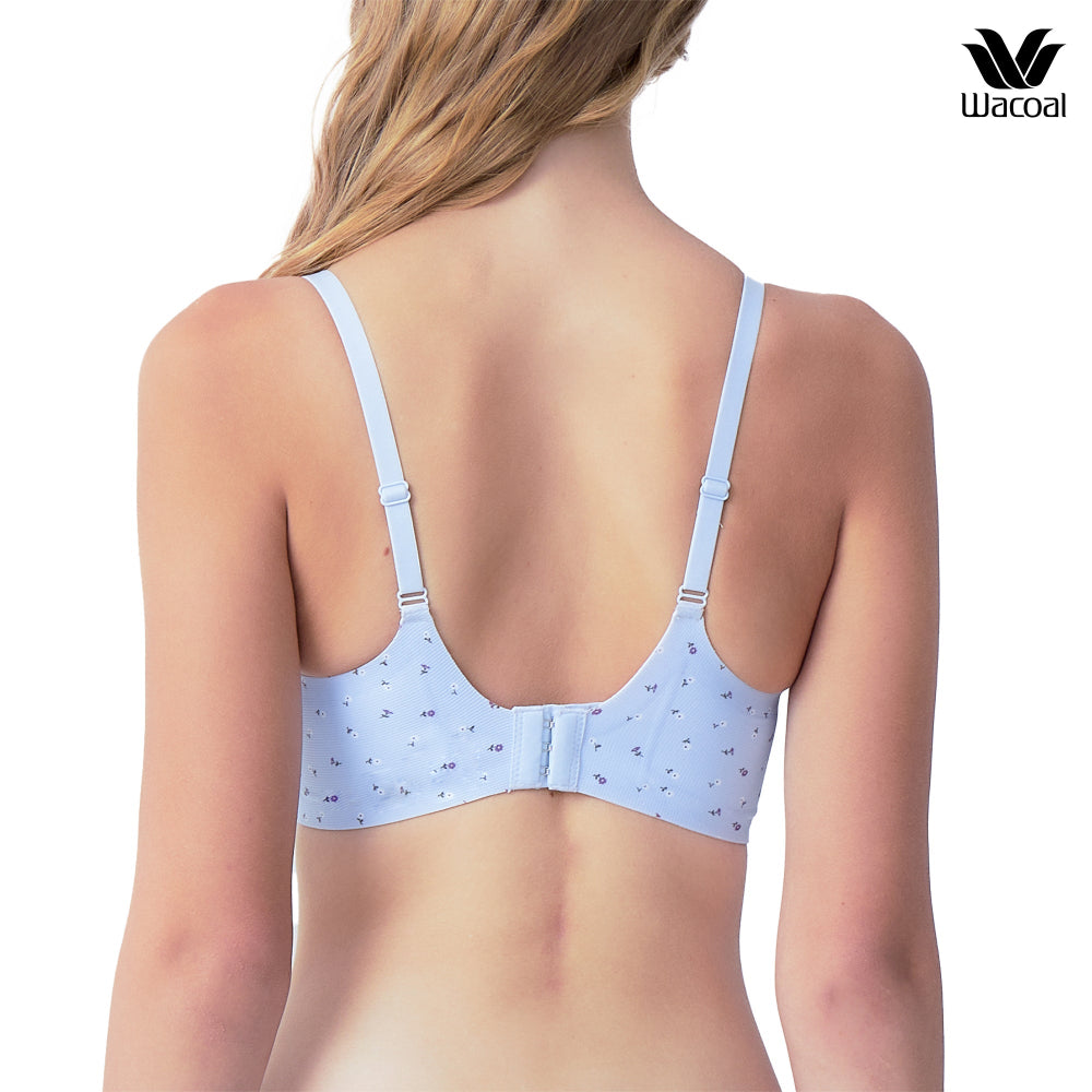 Wacoal Gogirls Smart Size บราไร้โครง ฟองน้ำบาง พิมพ์ลายดอกไม้ รุ่น WB3Y43 สีฟ้า (SX)
