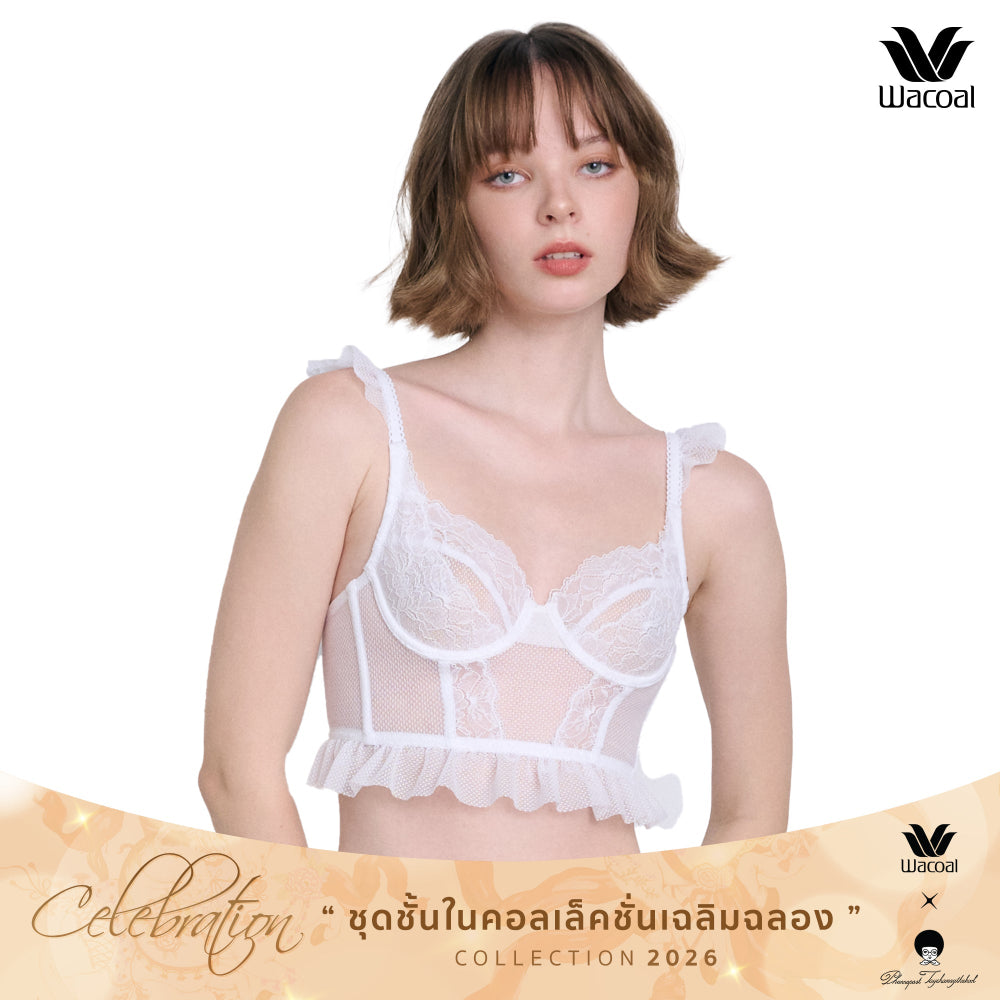 WacoalxPhannapast บราลูกไม้ซีทรู มีโครง รุ่น WB5201 สีขาว (WH)