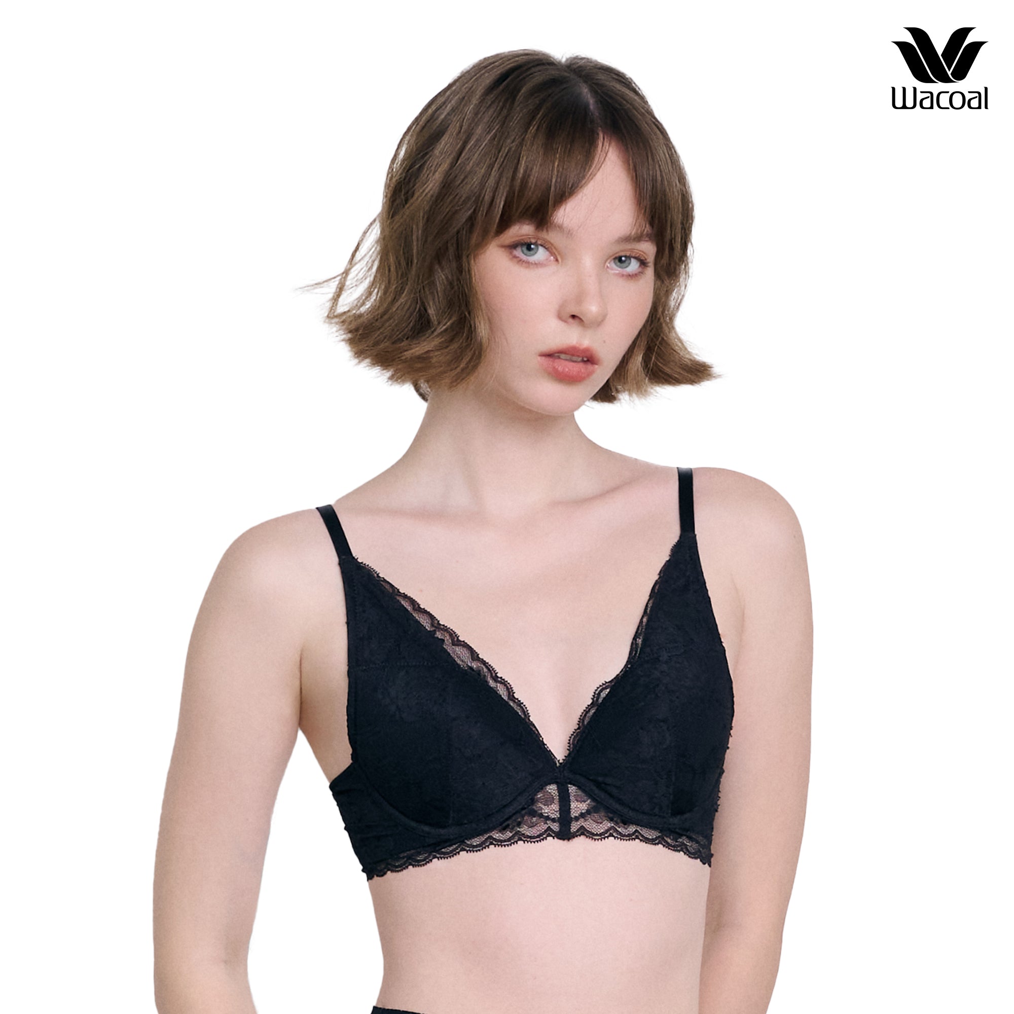 WacoalxPhannapast บราลูกไม้ มีโครง รุ่น WB5P34 สีดำ (BL)