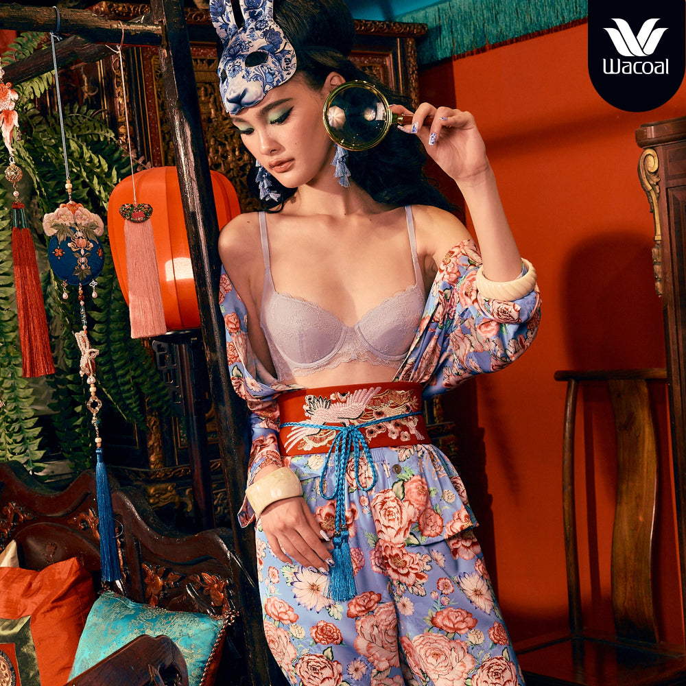 WacoalxPhannapast บราลูกไม้ มีโครง รุ่น WB5P39 สีฟ้า (PE)