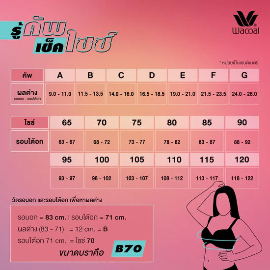 Wacoal Curve Diva บรามีโครงเก็บกระชับสาวคัพใหญ่ รุ่น WB7952 สีชมพูกุหลาบป่า (WR)
