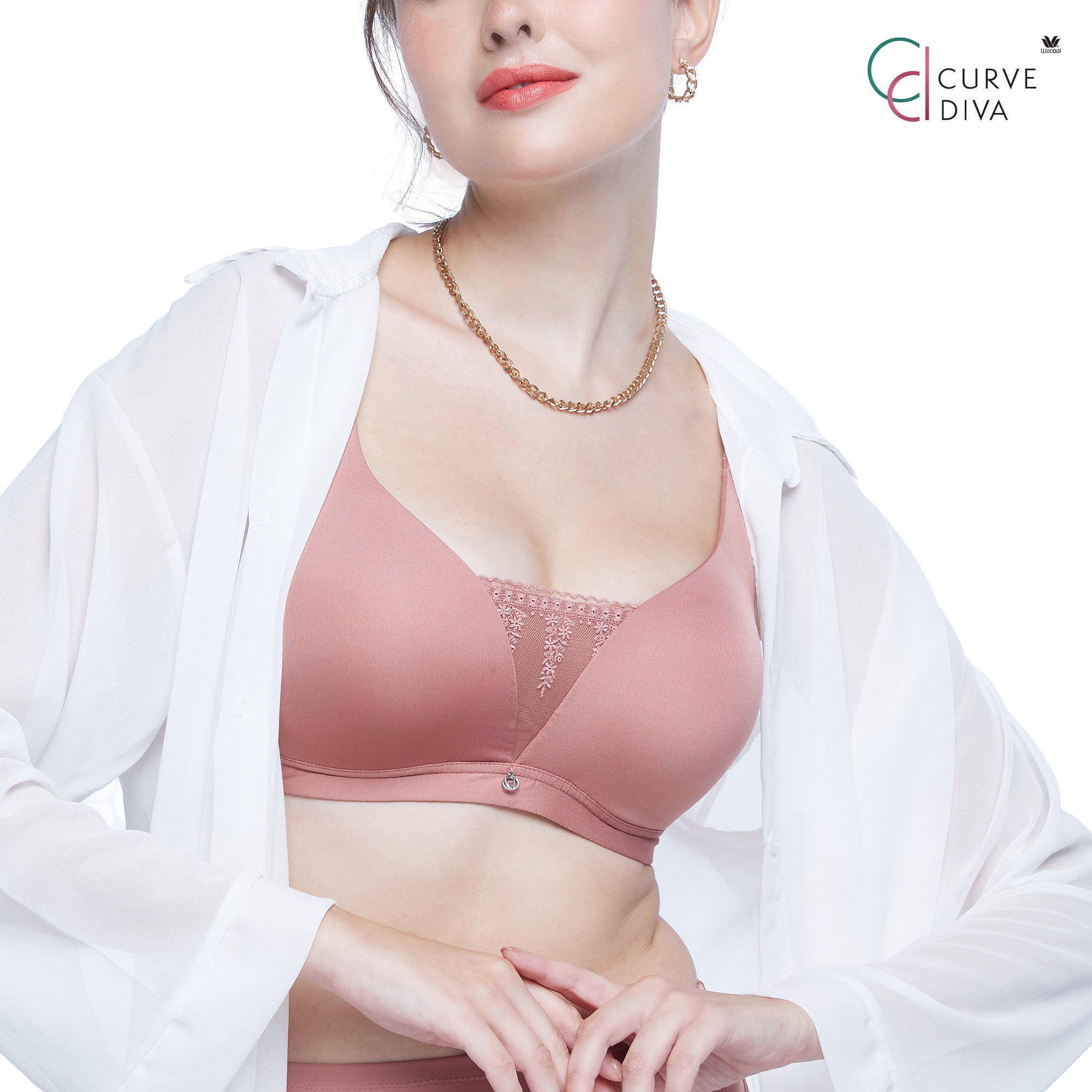 Wacoal Curve Diva บราเก็บกระชับสาวคัพใหญ่ รุ่น WB7540 ( เข้าคู่กางเกงรุ่น WY1181 ) สีส้มอมน้ำตาล (PO)