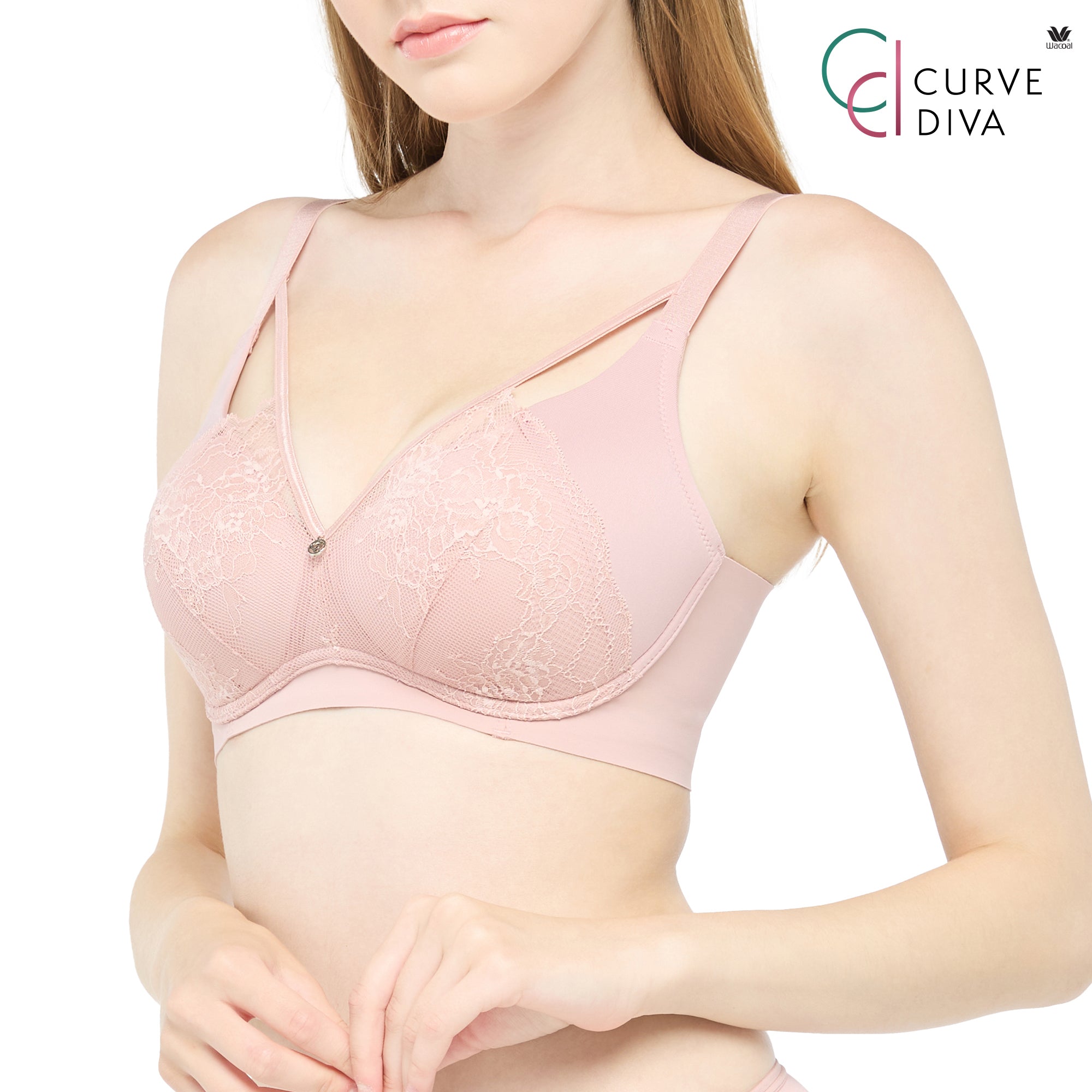 Wacoal Curve Diva บราไร้โครงเก็บกระชับ สาวคัพใหญ่ รุ่น WB7545 (เข้าคู่ MU7545) สีเบจ (BE)