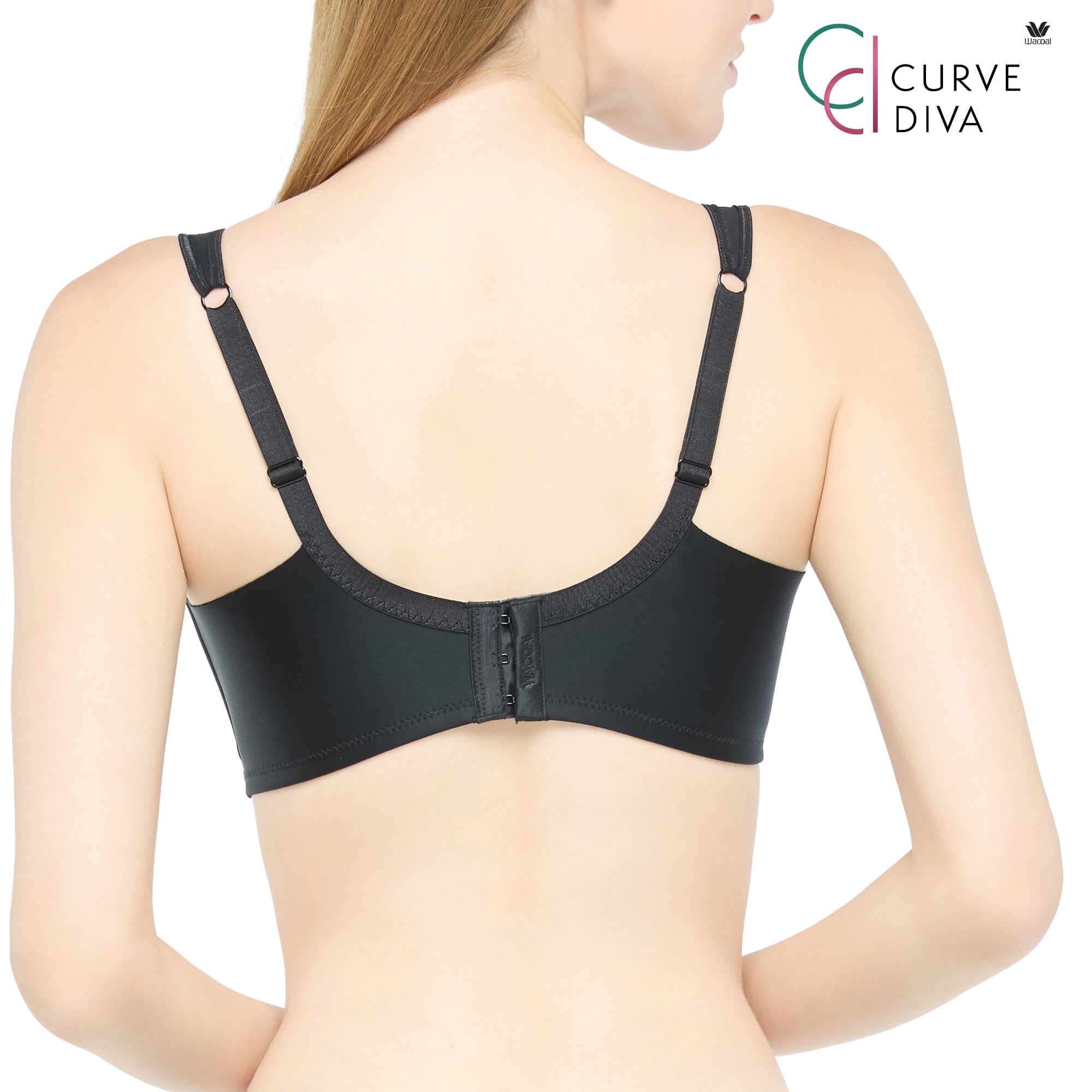 Wacoal Curve Diva บราไร้โครงเก็บกระชับ สาวคัพใหญ่ รุ่น WB7546 สีดำ (BL)