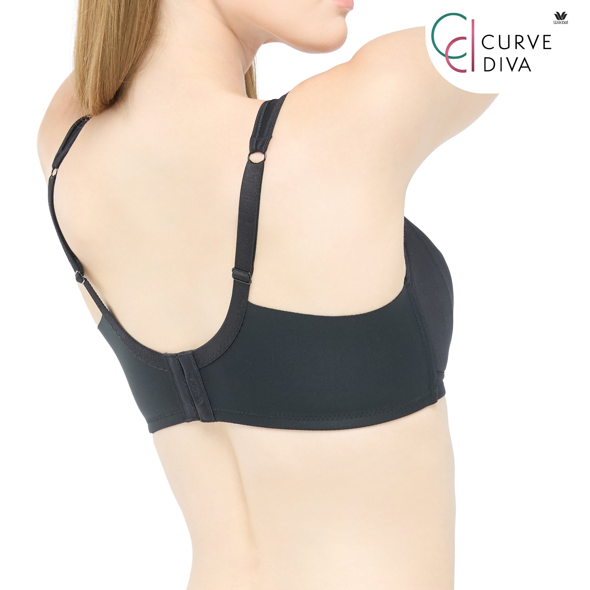 Wacoal Curve Diva บราไร้โครงเก็บกระชับ สาวคัพใหญ่ รุ่น WB7546 สีดำ (BL)