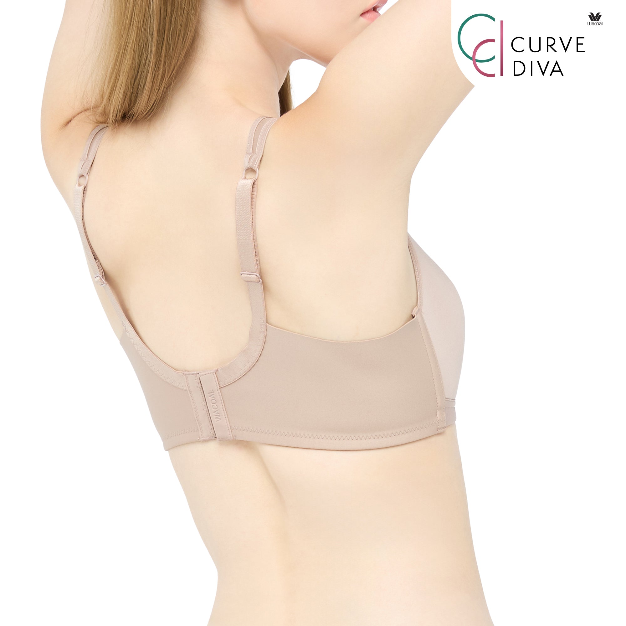 Wacoal Curve Diva บราไร้โครงเก็บกระชับ สาวคัพใหญ่ รุ่น WB7546 สีโอวัลติน (OT)
