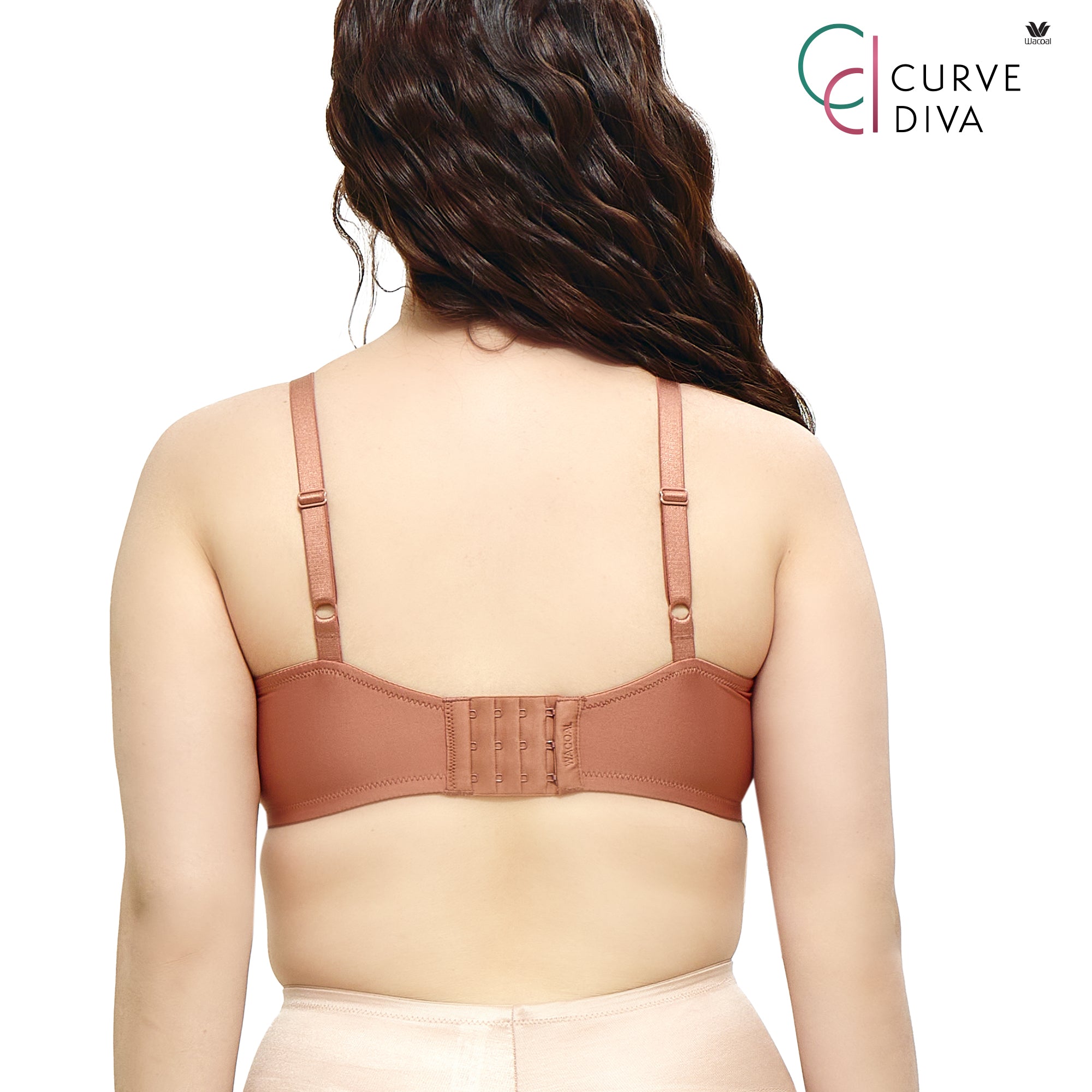 Wacoal Curve Diva บราไร้โครงเก็บกระชับ สาวคัพใหญ่ รุ่น WB7549/WQ1540 สีส้มอิฐ (BN)