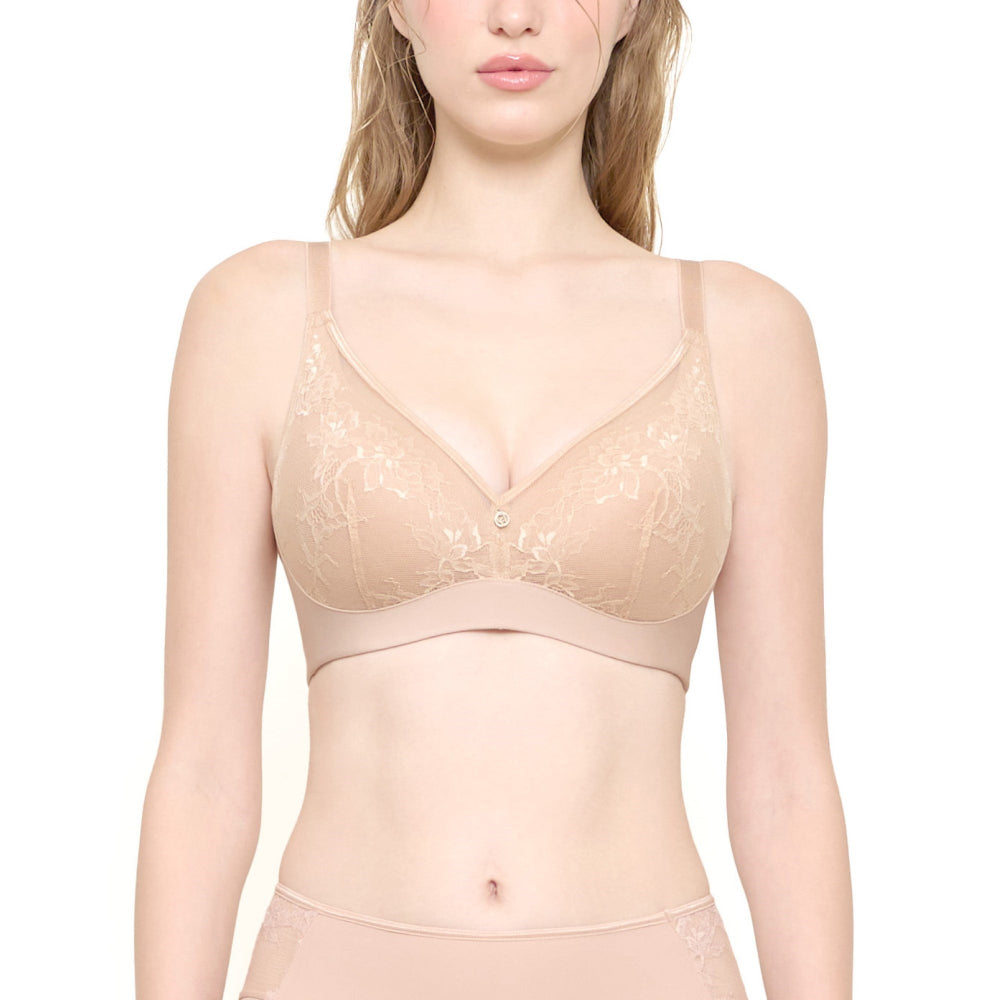 Wacoal Curve Diva บราไร้โครงเก็บกระชับ สาวคัพใหญ่ รุ่น WB7550/WQ1541 (เข้าคู่กางเกงใน รุ่น MU7550) สีเบจ (BE)