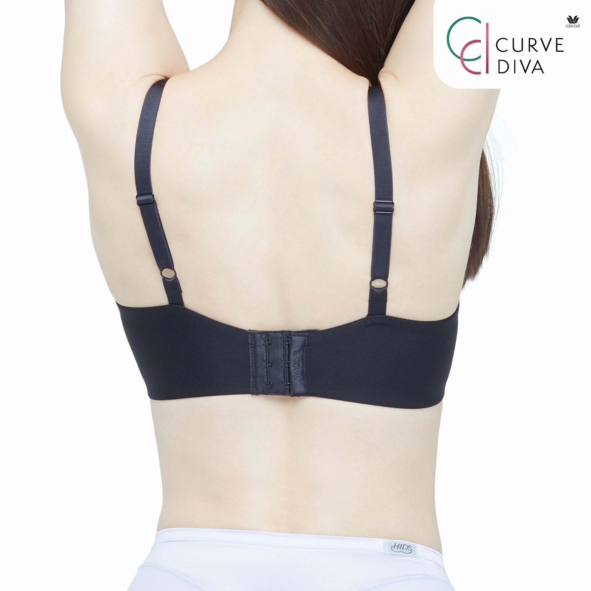 Wacoal Curve Diva บรามีโครงเก็บกระชับสาวคัพใหญ่ รุ่น WB7952 สีดำ (BL)