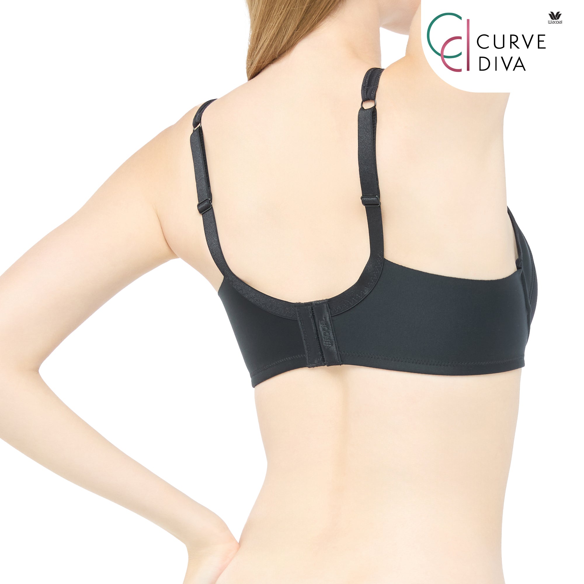 Wacoal Curve Diva บรามีโครงเก็บกระชับอกสวย สาวคัพใหญ่ รุ่น WB7989 สีดำ (BL)