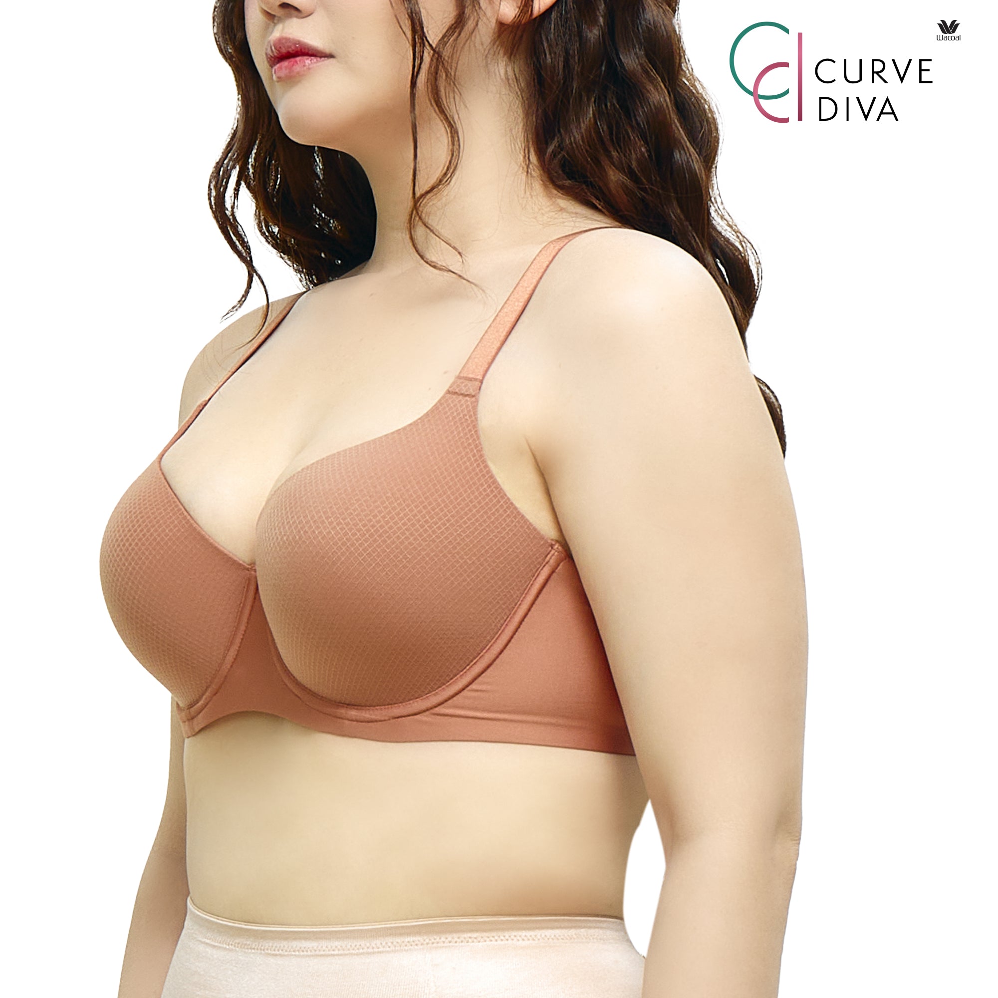 Wacoal Curve Diva บรามีโครงเก็บกระชับ สาวคัพใหญ่ รุ่น WB7992/WQ1867 สีส้มอิฐ (BN)