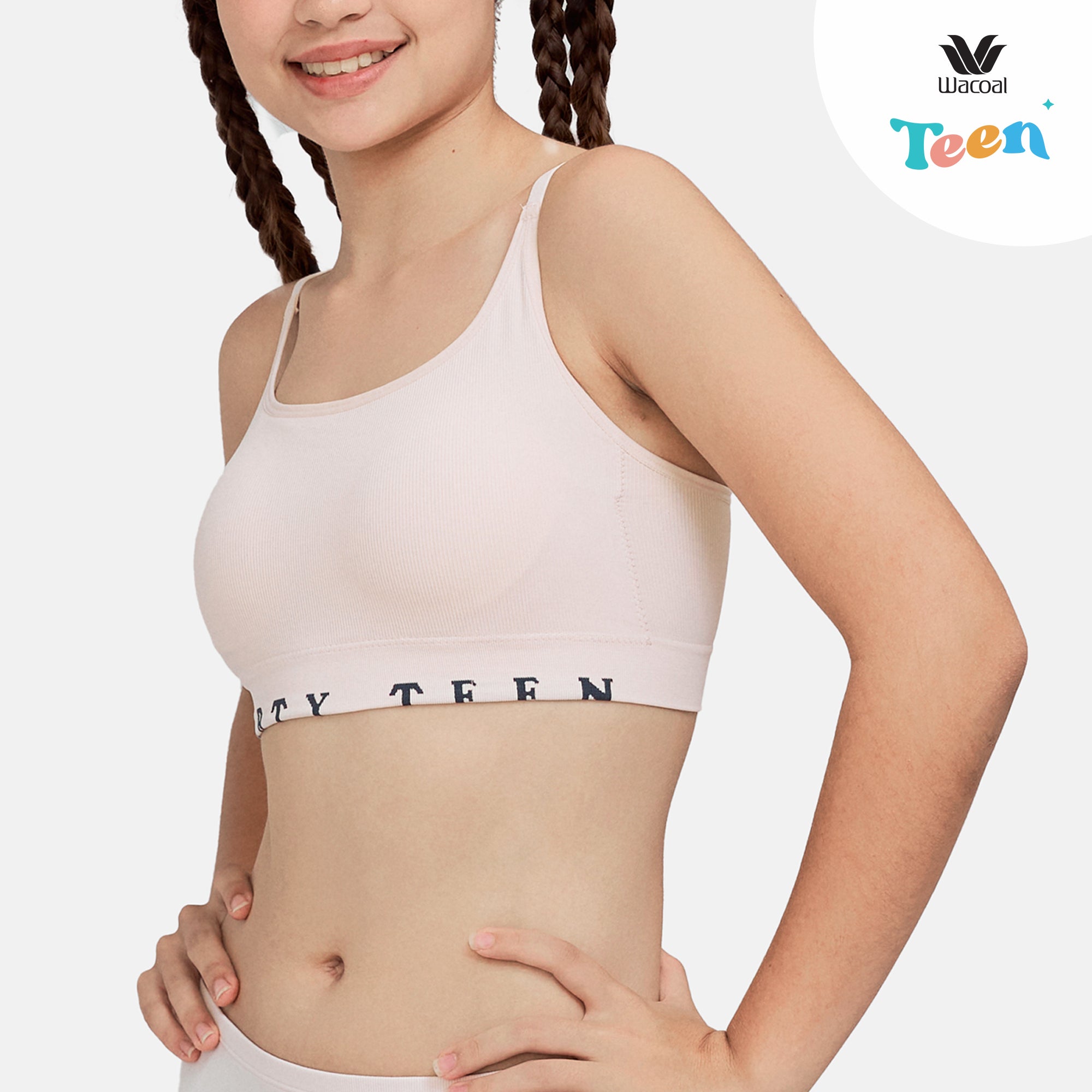 Wacoal Teen ชุดชั้นในสำหรับวัยใส บราไร้โครง รูปแบบสปร์อต รุ่น WBT114 สีเนื้อ (NN)