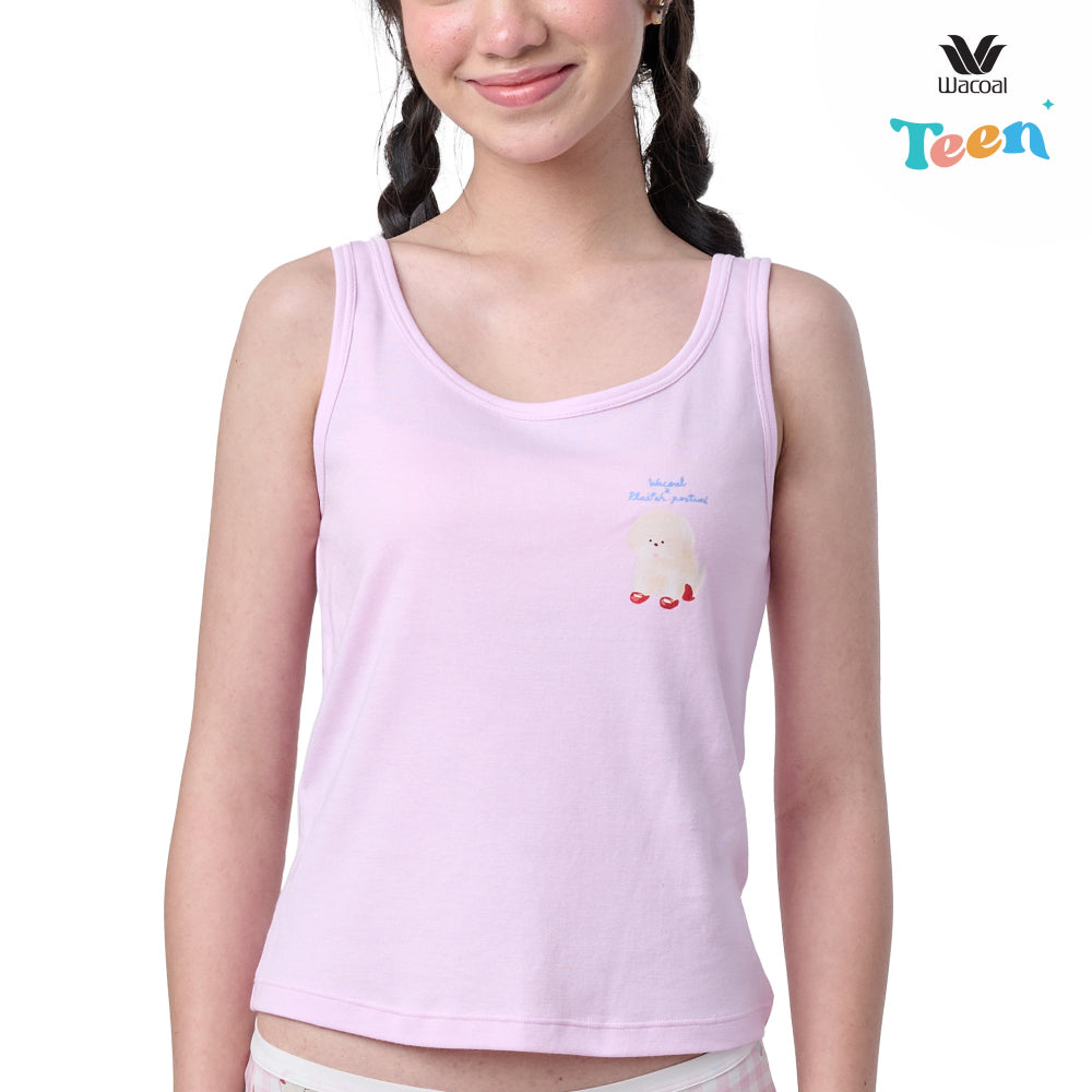 Wacoal Teen x Plaifah.postcard เสื้อกล้ามสำหรับวัยใส พิมพ์ลายการ์ตูน รุ่น WH3A15 สีชมพู (PI)