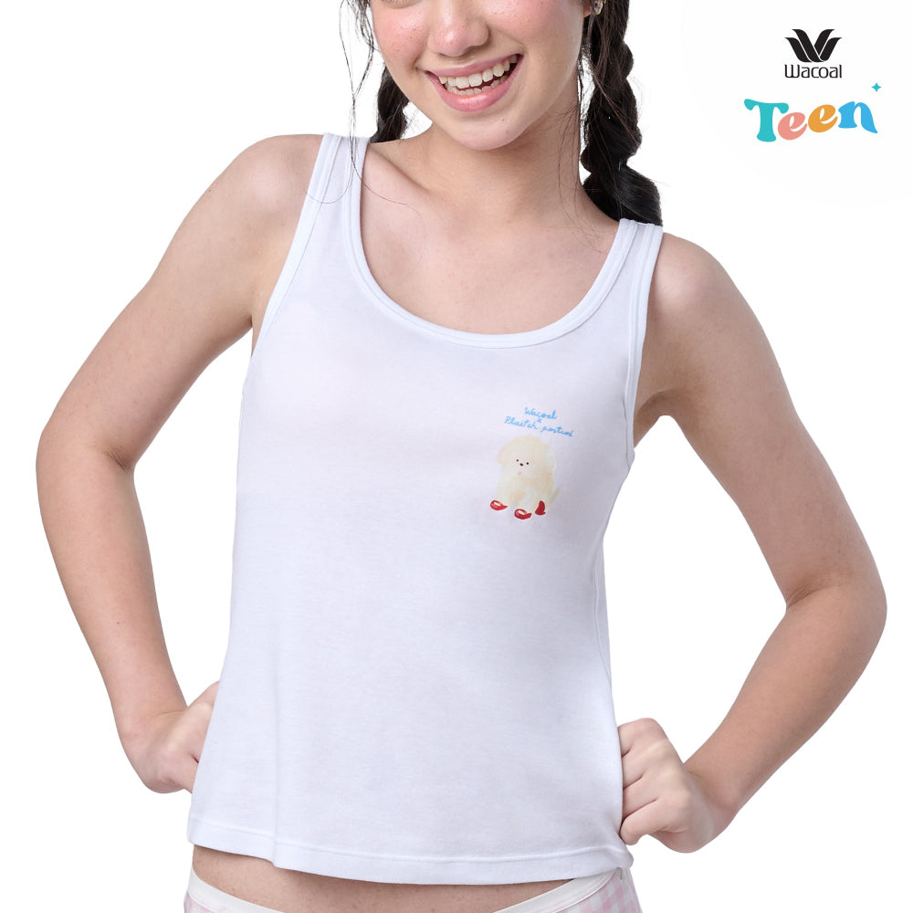 Wacoal Teen x Plaifah.postcard เสื้อกล้ามสำหรับวัยใส พิมพ์ลายการ์ตูน รุ่น WH3A15 สีขาว (WH)