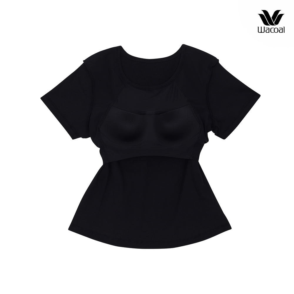 Wacoal เสื้อยืดมีบรา Bra Top รุ่น WH4A07 สีดำ (BL)
