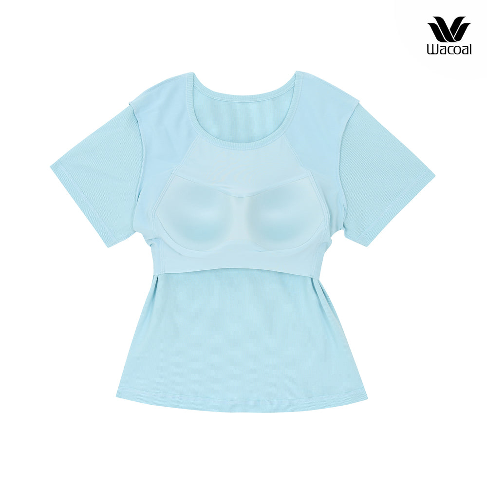 Wacoal เสื้อยืดมีบรา Bra Top รุ่น WH4A07 สีฟ้า (SX)