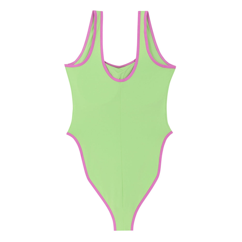 Wacoal X Milly & Mercy BODY SUIT เว้าสูง สกรีนลายรุ่น WH4N14 สีเขียว (LM)