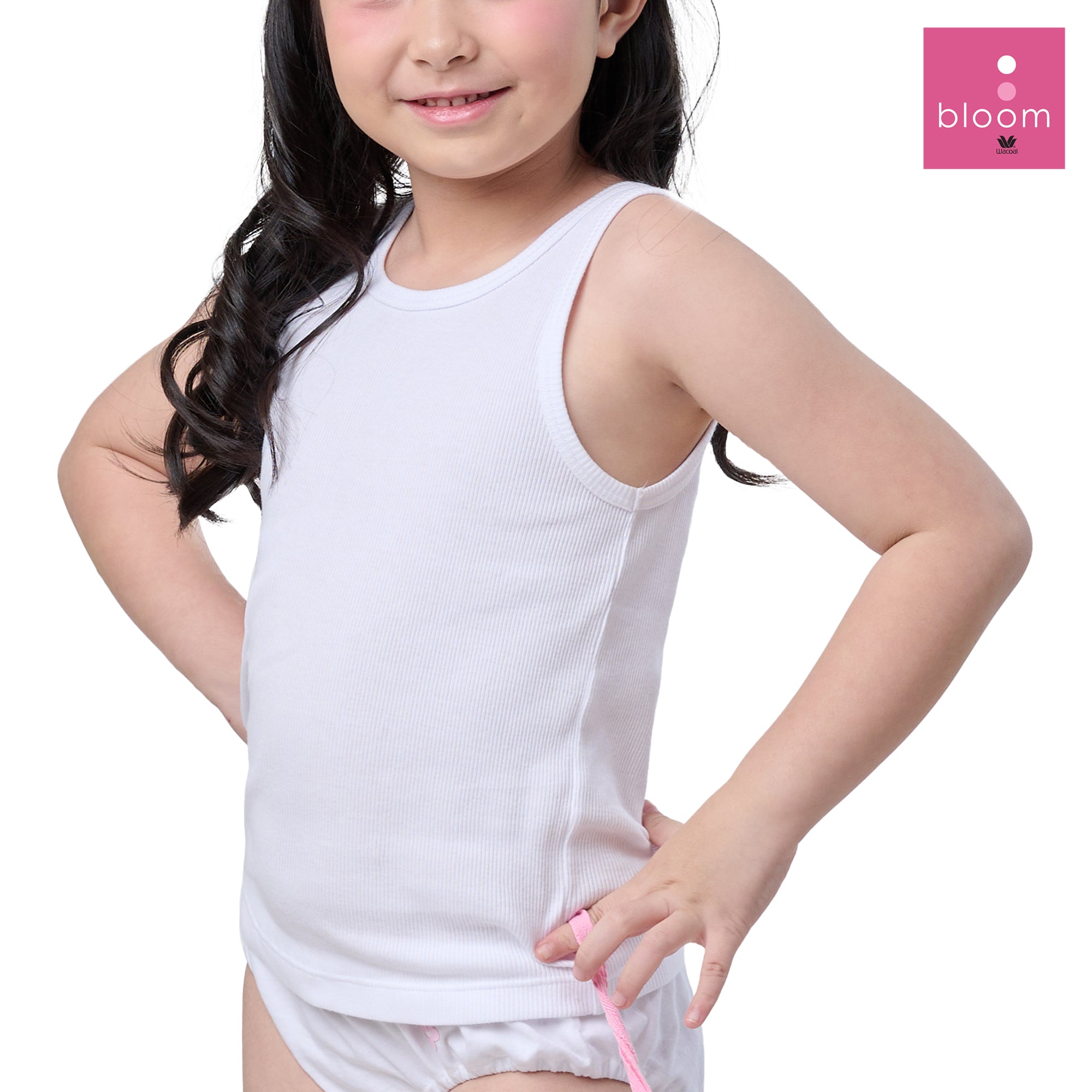 Wacoal Bloom Step 1 ชุดชั้นในสำหรับเด็ก เสื้อทับตัวยาวแบบเรียบ Pack 2 ชิ้น รุ่น WH6G22 สีขาว (WH)