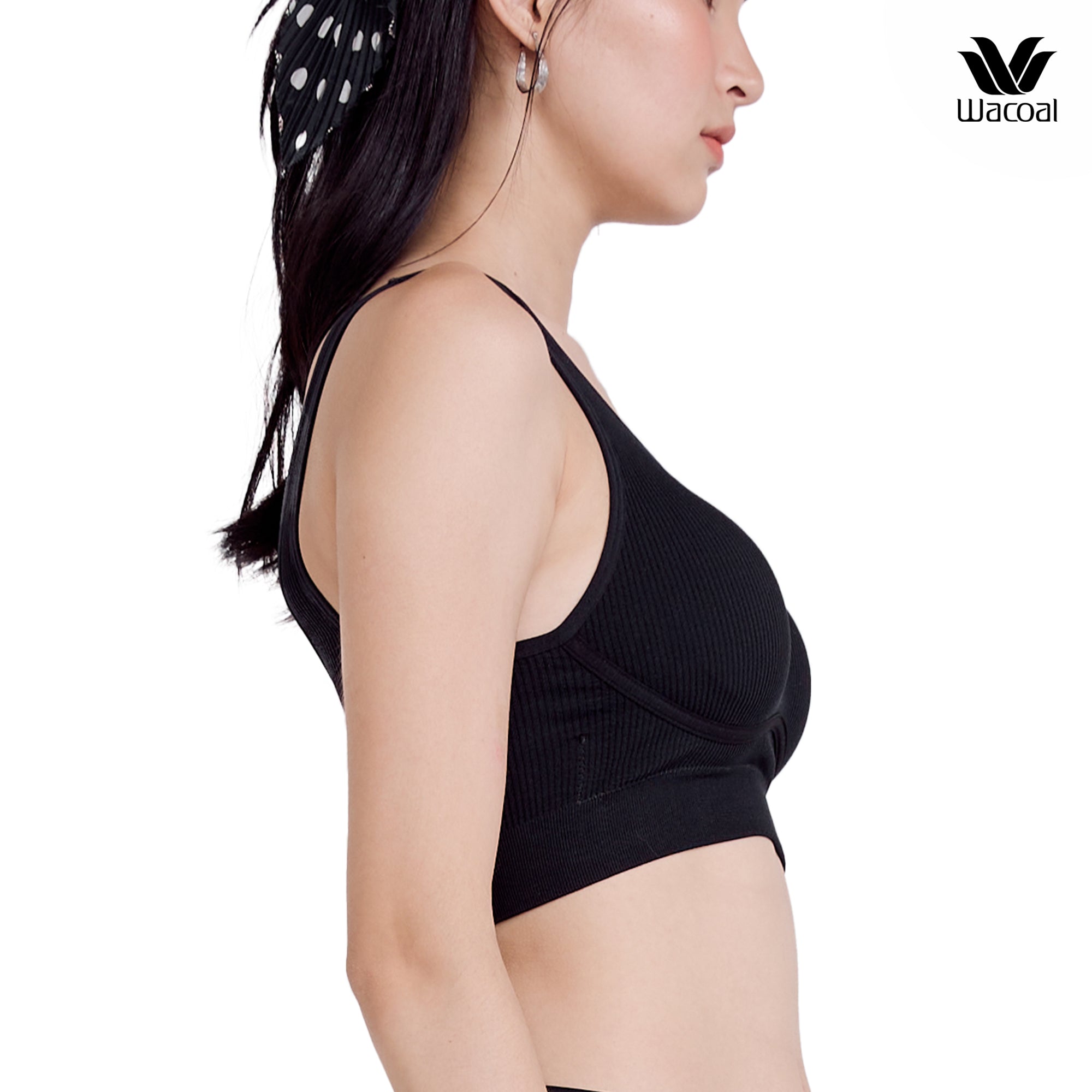 Wacoal Mood Comfy เสื้อกล้ามตัวสั้น มีบราในตัว รุ่น WH9M36 สีดำ (BL)