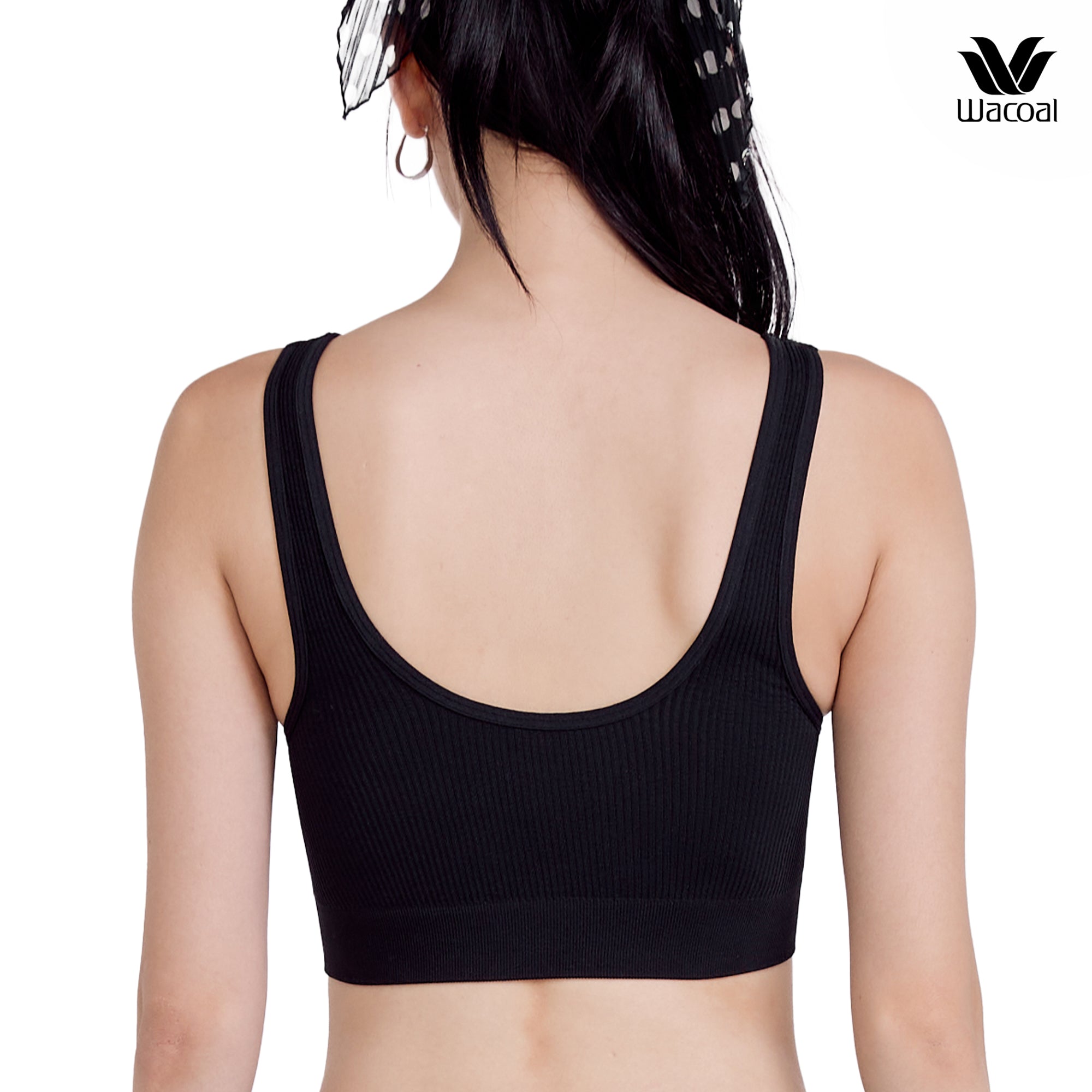 Wacoal Mood Comfy เสื้อกล้ามตัวสั้น มีบราในตัว รุ่น WH9M36 สีดำ (BL)