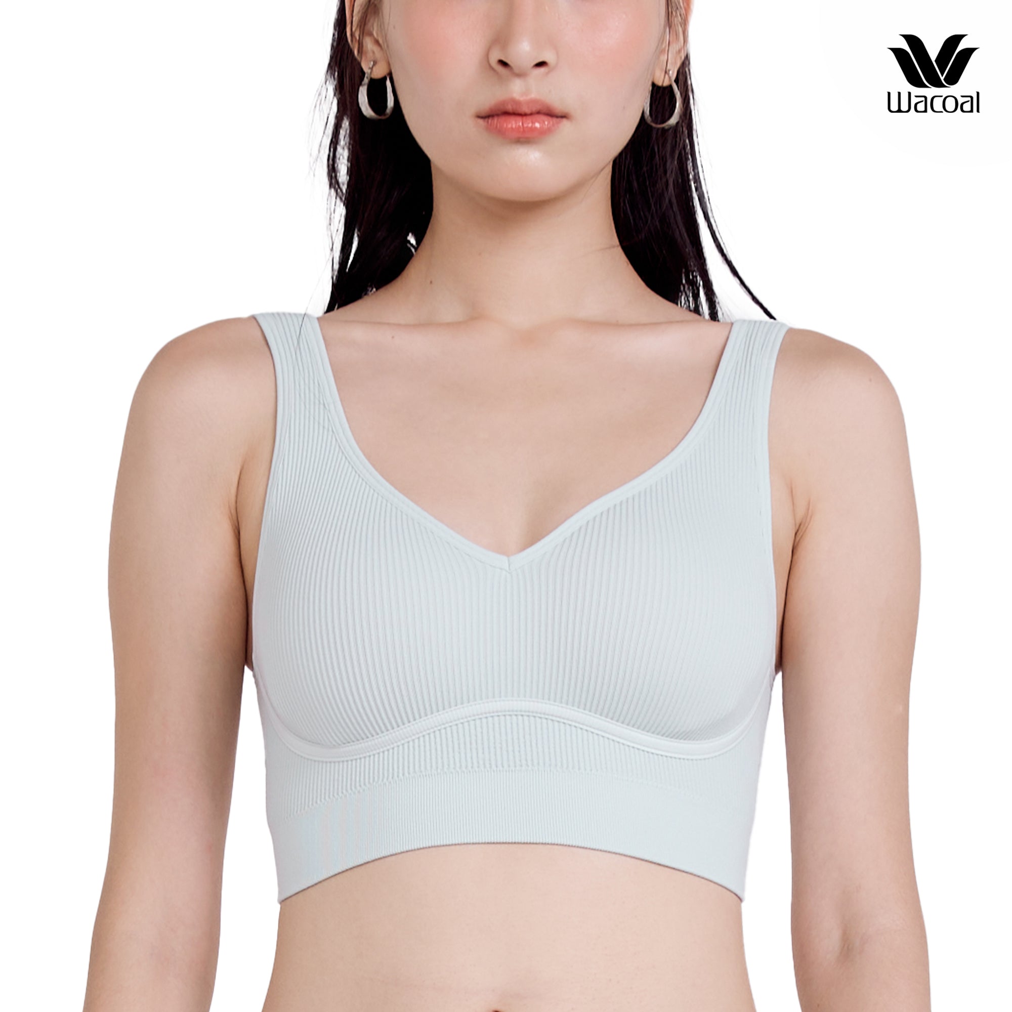 Wacoal Mood Comfy เสื้อกล้ามตัวสั้น มีบราในตัว รุ่น WH9M36 สีฟ้าอมเขียวอ่อน (LT)