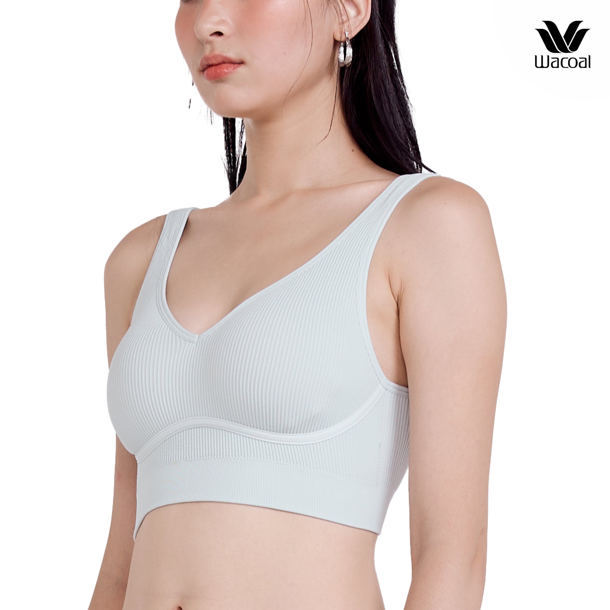 Wacoal Mood Comfy เสื้อกล้ามตัวสั้น มีบราในตัว รุ่น WH9M36 สีฟ้าอมเขียวอ่อน (LT)