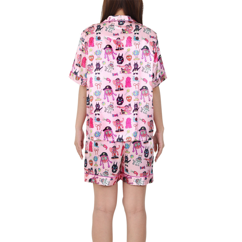 Wacoal X Milly & Mercy ชุดนอนแขนสั้น ขาสั้น พิมพ์ลายทั่วตัว รุ่น WN7D54 สีชมพู (PI)