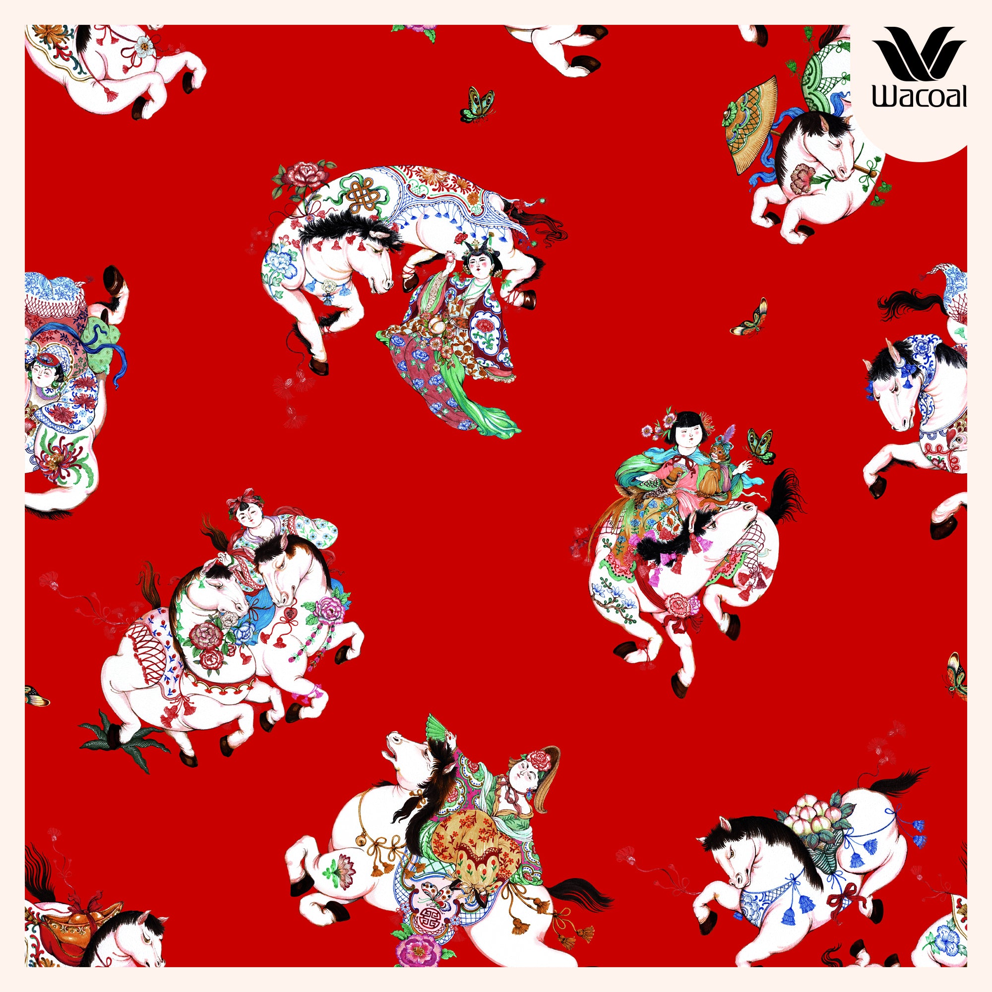 Wacoal X Phannapast ชุดนอนรูปแบบเสื้อแขนยาว คอฮาวาย รุ่น WN7D57 สีแดง (RD)