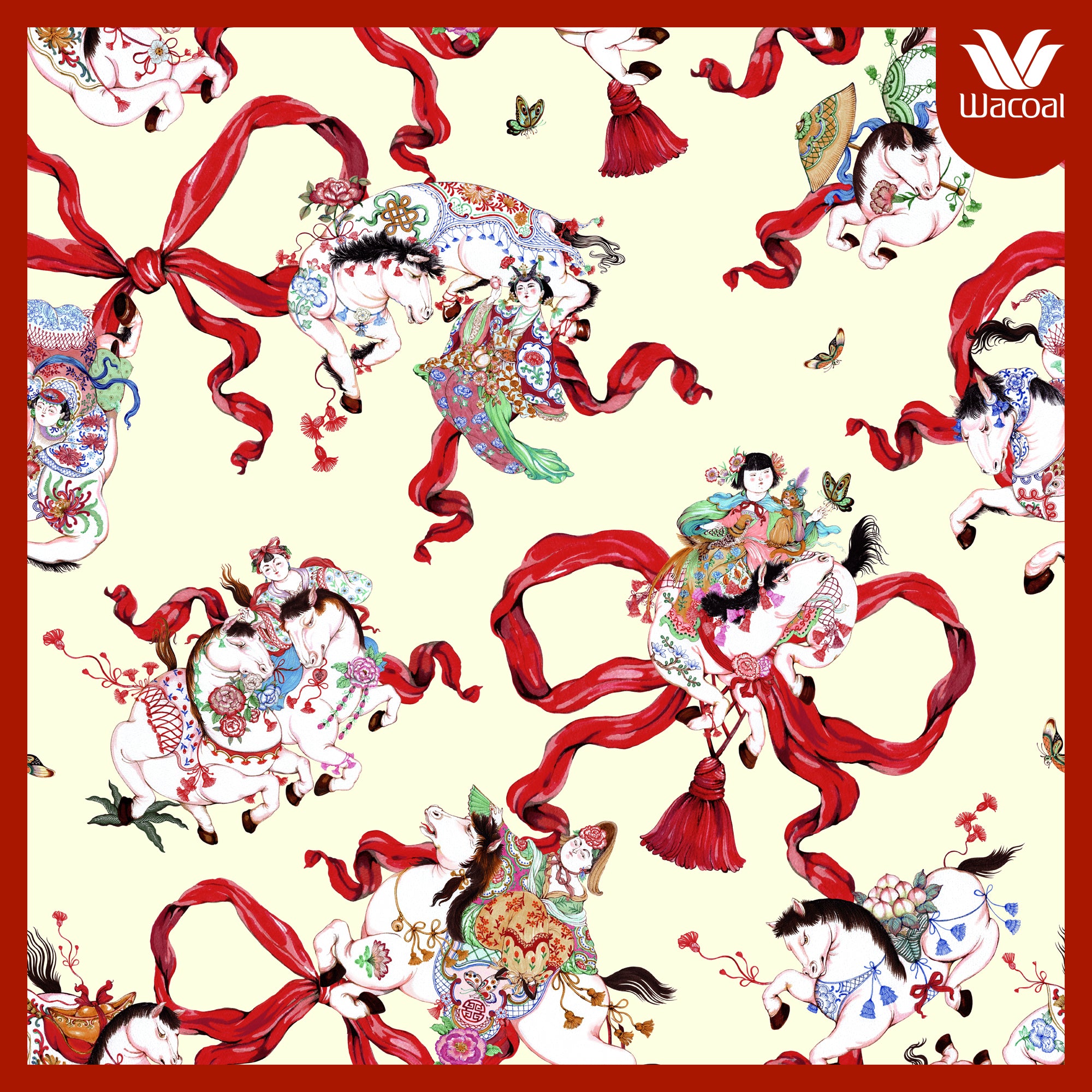 Wacoal X Phannapast ชุดนอนรูปแบบเสื้อแขนยาว กางเกงขาสั้น รุ่น WN7D59 สีครีม (CR)