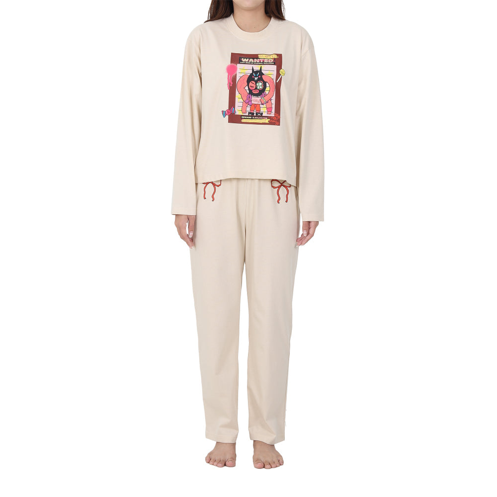 Wacoal X Milly & Mercy เสื้อ Sweater คอกลมแขนยาว พร้อมกางเกงขายาวเข้าชุด รุ่น WN9D05 สีครีม (CR)