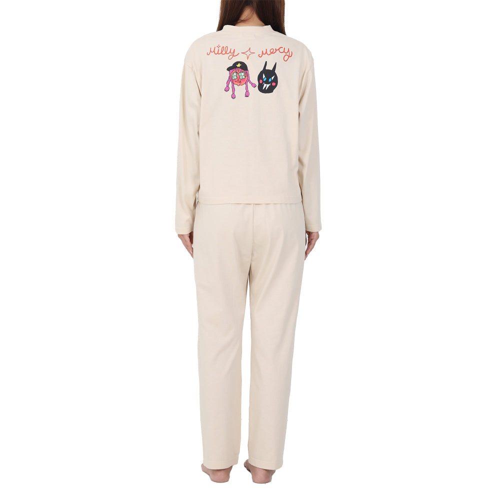 Wacoal X Milly & Mercy เสื้อ Sweater คอกลมแขนยาว พร้อมกางเกงขายาวเข้าชุด รุ่น WN9D05 สีครีม (CR)