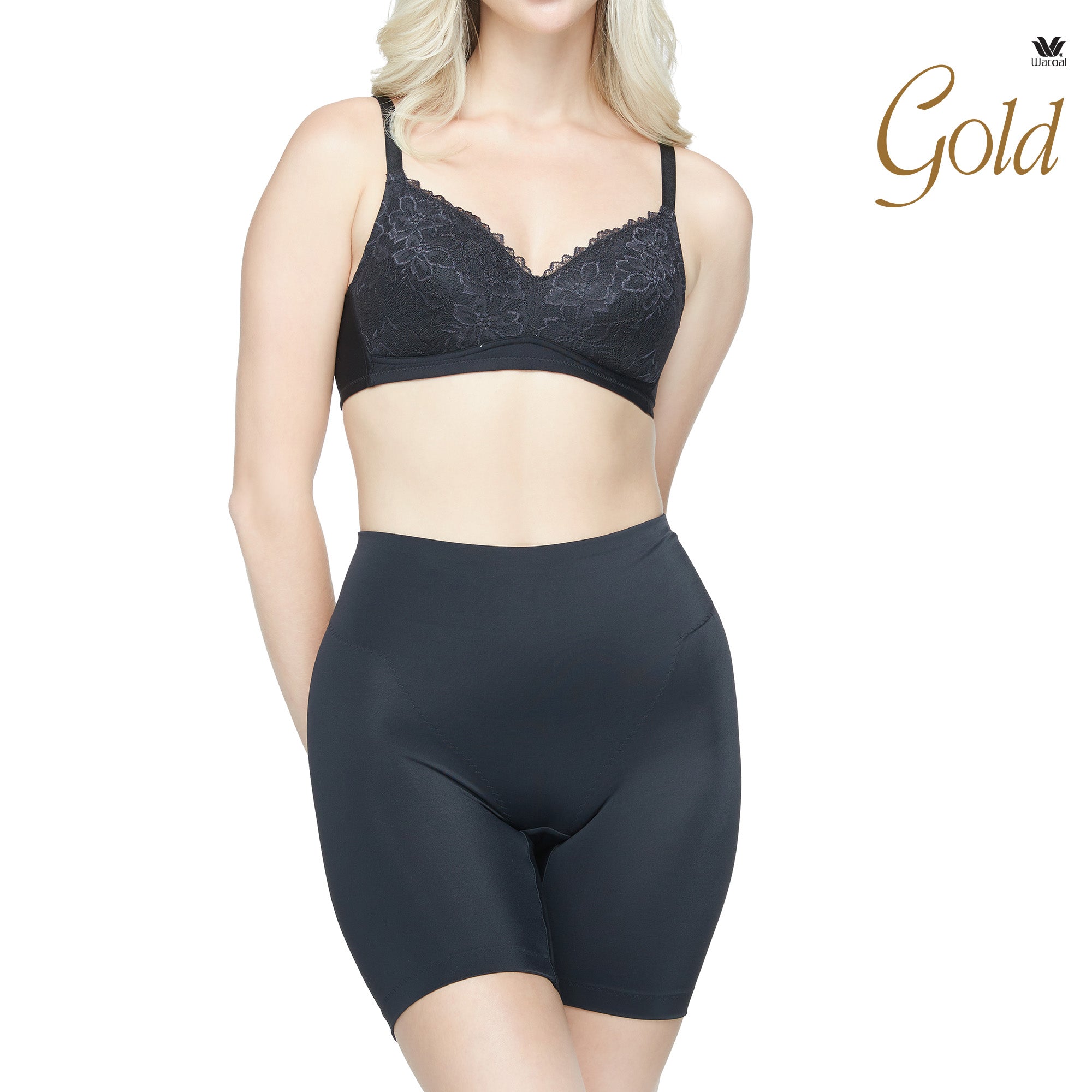 Wacoal Gold บราเพื่อสุขภาพแบบไร้โครง ไม่เสริมฟองน้ำ รุ่นWO1542 (เข้าคู่ WO3203 ) สีดำ (BL)