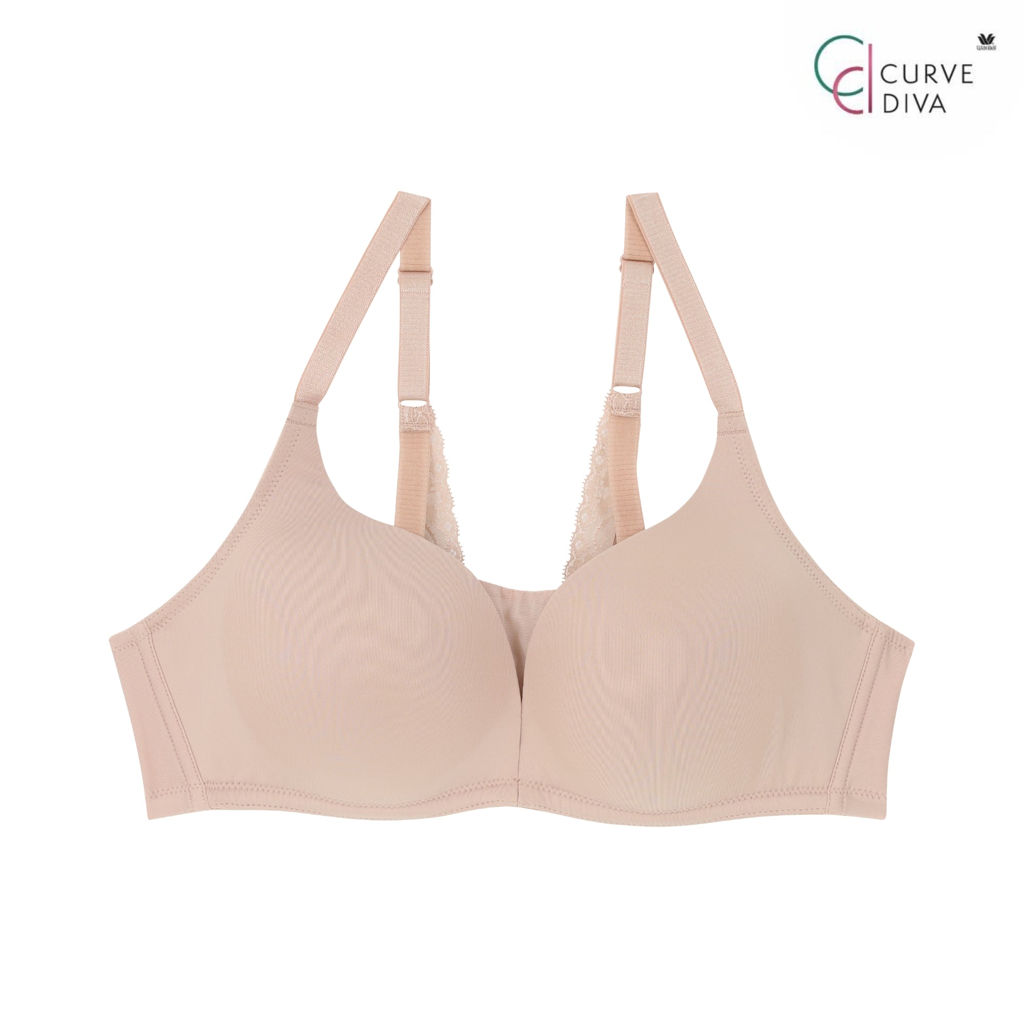 Wacoal Curve Diva บราไร้โครงเก็บกระชับ สาวพลัสไซซ์ รุ่น WQ1539 สีเบจ (BE)