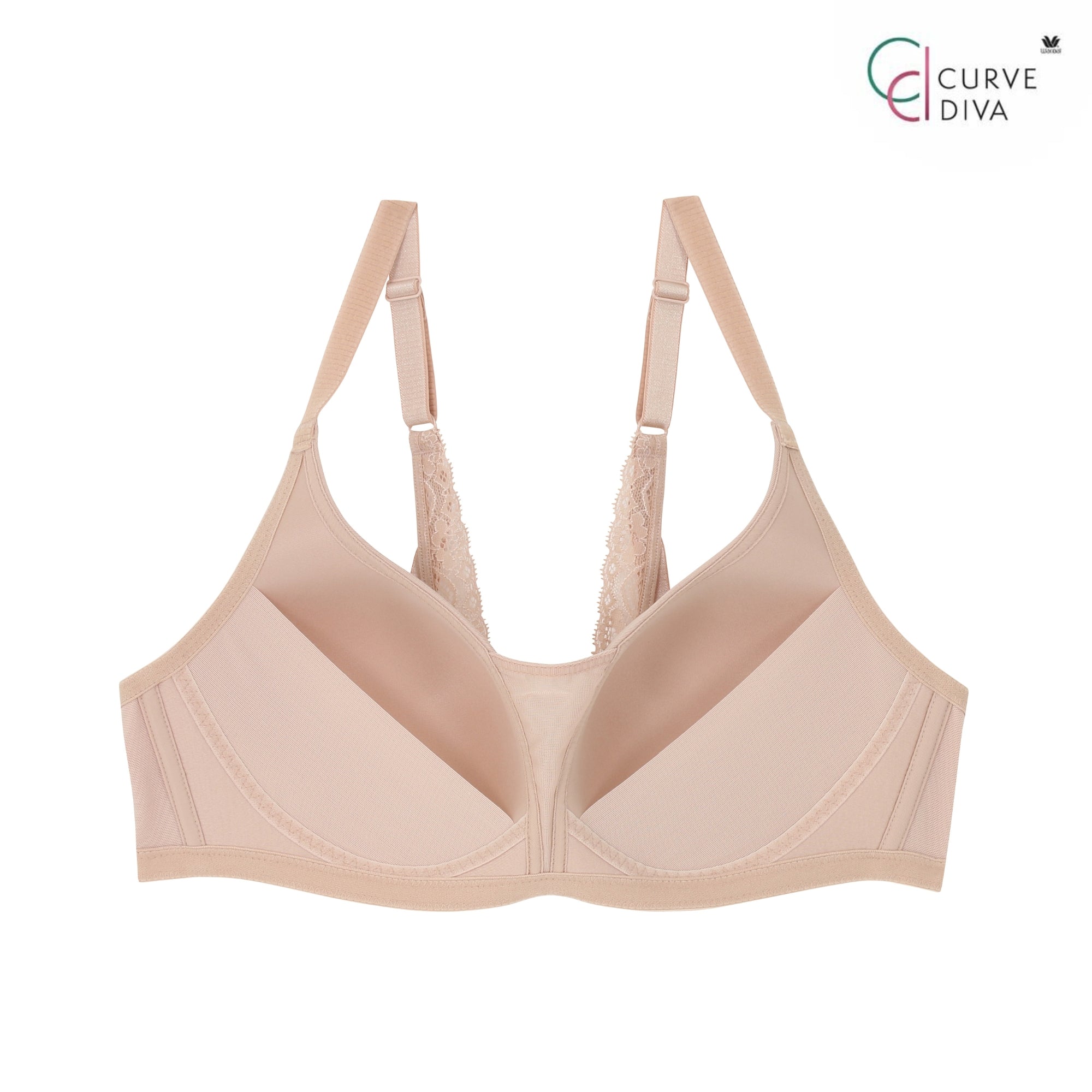 Wacoal Curve Diva บราไร้โครงเก็บกระชับ สาวพลัสไซซ์ รุ่น WQ1539 สีเบจ (BE)